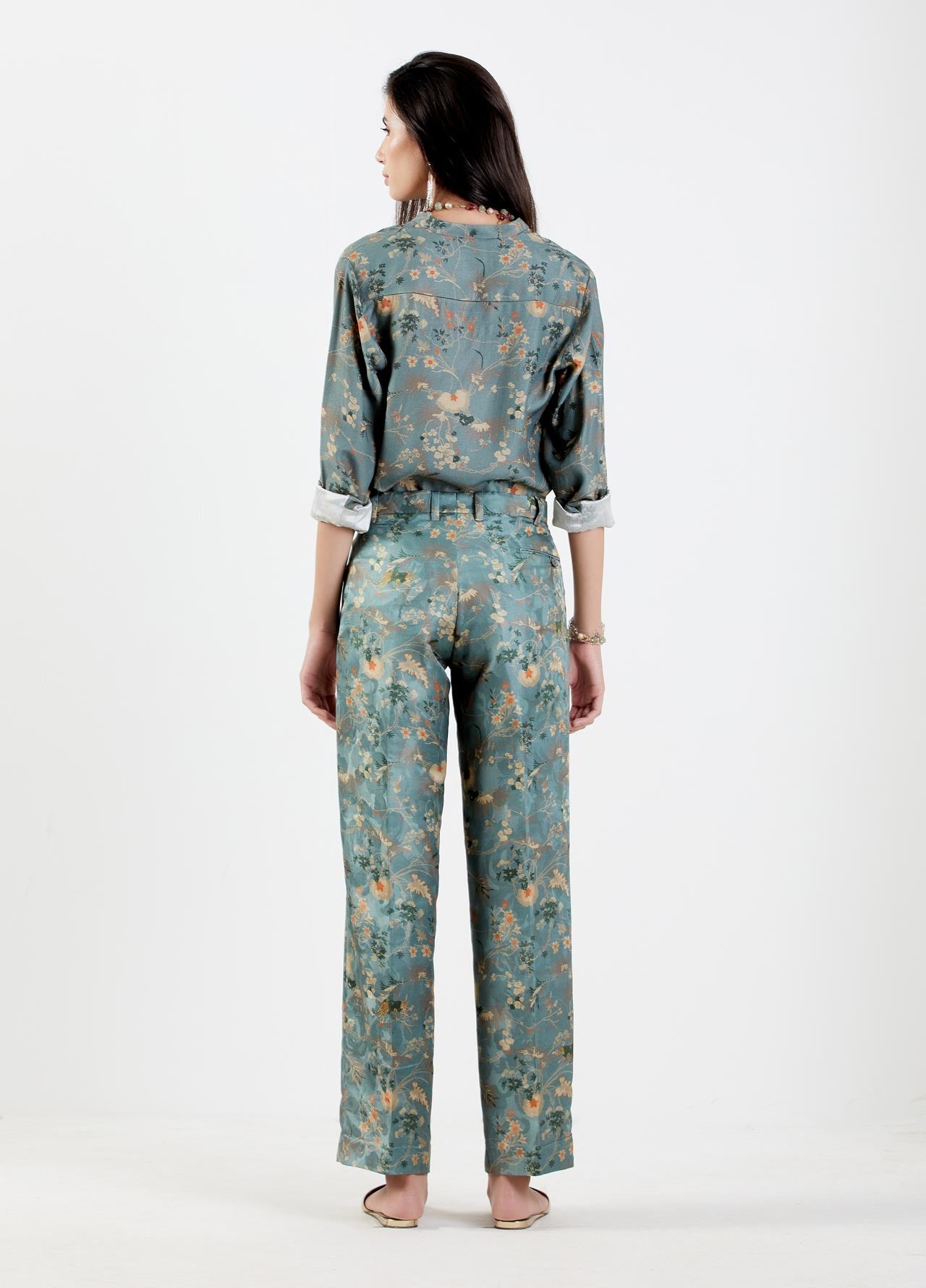 Premium Straight Fit Silk Damask Trousers for Women - Elegant Formal Pants for Office Wear & Special Occasions
