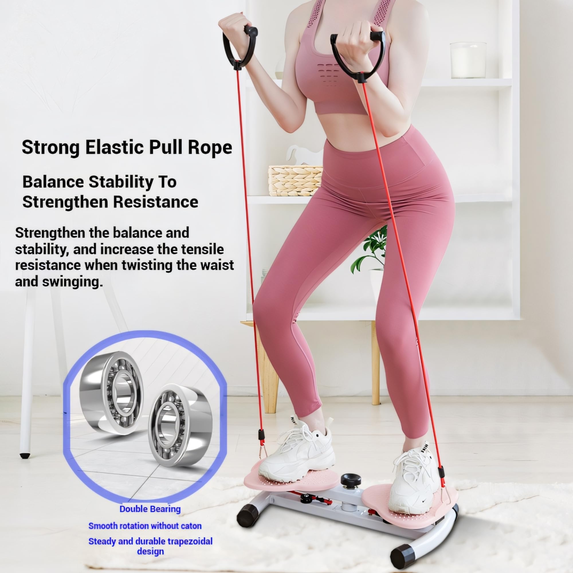 Waist Twister Board - Silent Ab Workout Machine with Resistance Bands for Core Training, Belly Fat Burning & Foot Massage | Home Gym Equipment for Weight Loss & Toning