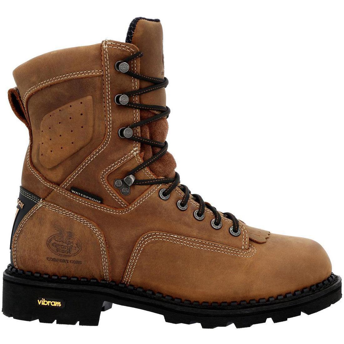Comfort Core Waterproof Low Heel Logger Work Boots for Men - Durable Slip Resistant Safety Shoes for Construction, Hiking & Outdoor Work