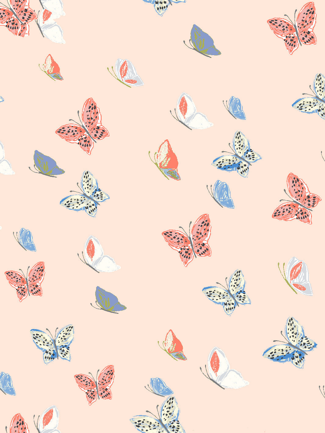 Mariposa Floral Wallpaper by Tea Collection - Peach Blossom Design for Nursery, Bedroom & Living Room Decor