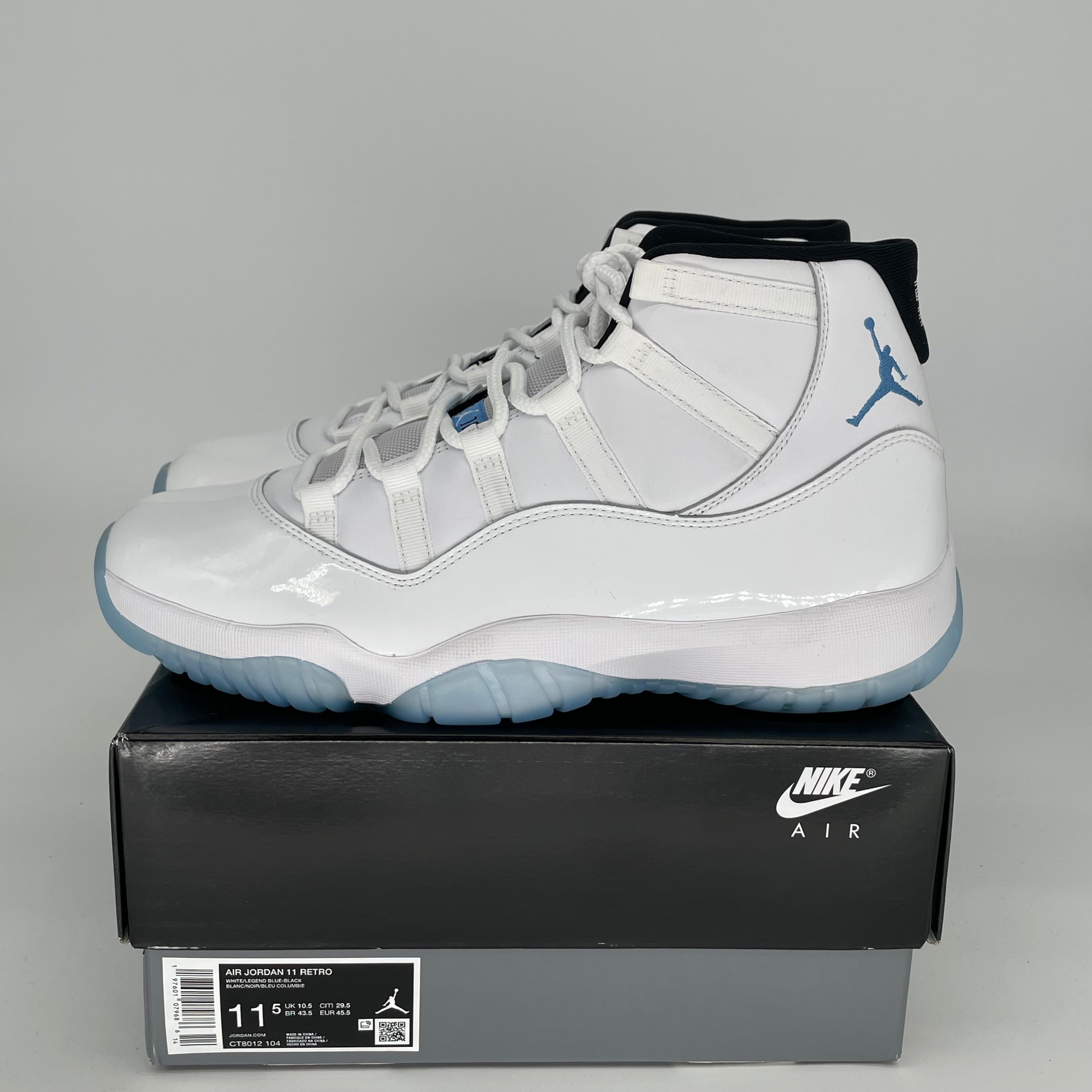 AIR JORDAN 11 LEGEND BLUE Men's Basketball Shoes Size 11.5 - White/Blue Retro Sneakers CT8012-104 | Perfect for Court Performance & Streetwear Fashion