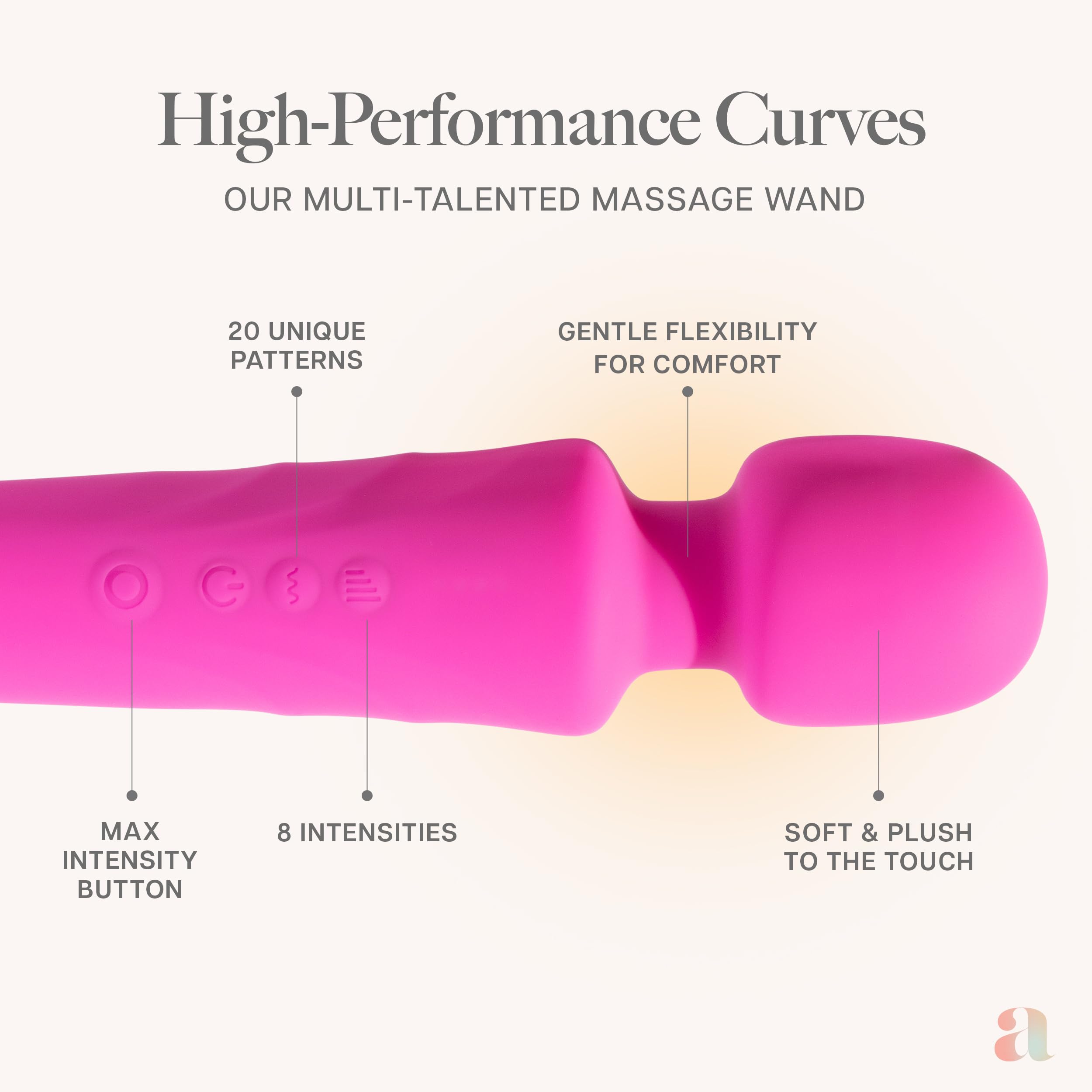 Ava Premium Wand Vibrator for Women - 20 Patterns & 8 Speeds Clit Stimulator, Quiet Small Sex Toy - Perfect Gift for Couples & Solo Play - Hot Pink
