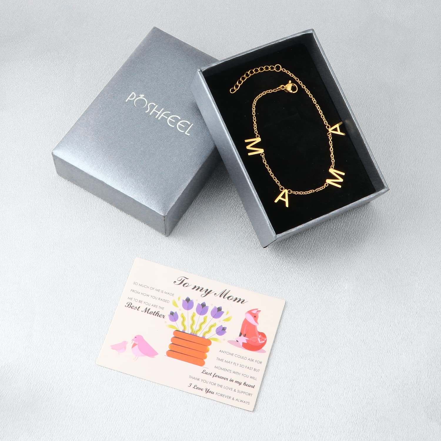 POSHFEEL Mama Charm Bracelet - Stainless Steel Letter Bracelet for Mom | Mother's Day Gift, Birthday Present for Women | Perfect for Everyday Wear, Special Occasions & Heartfelt Gestures