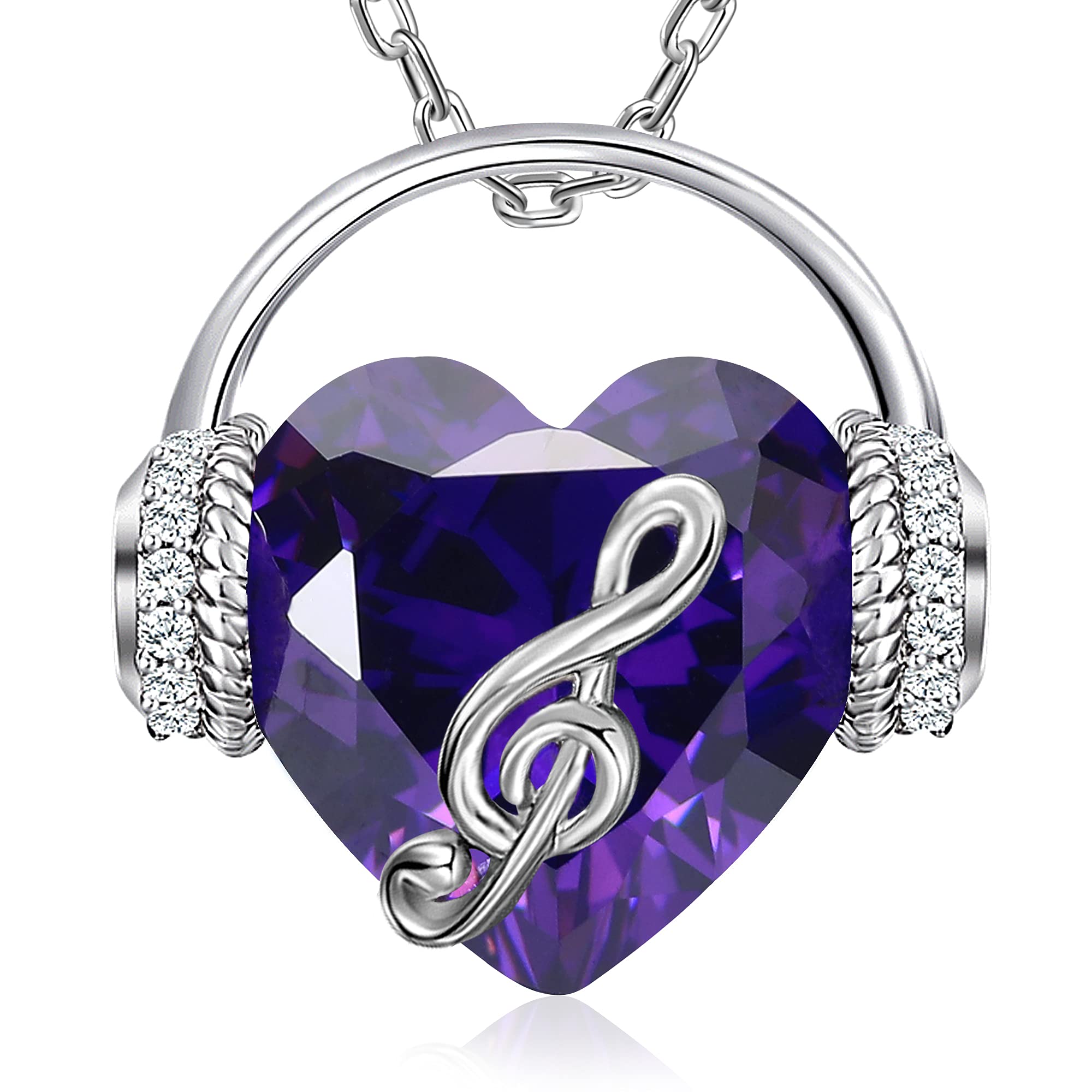 Music Note Necklace for Women - Heart Pendant with Birthstone Crystal Jewelry | Elegant Gift for Mom, Wife, Girlfriend | Perfect for Christmas, Valentine's Day, Anniversary & Birthday | Great for Concerts, Date Nights & Special Occasions