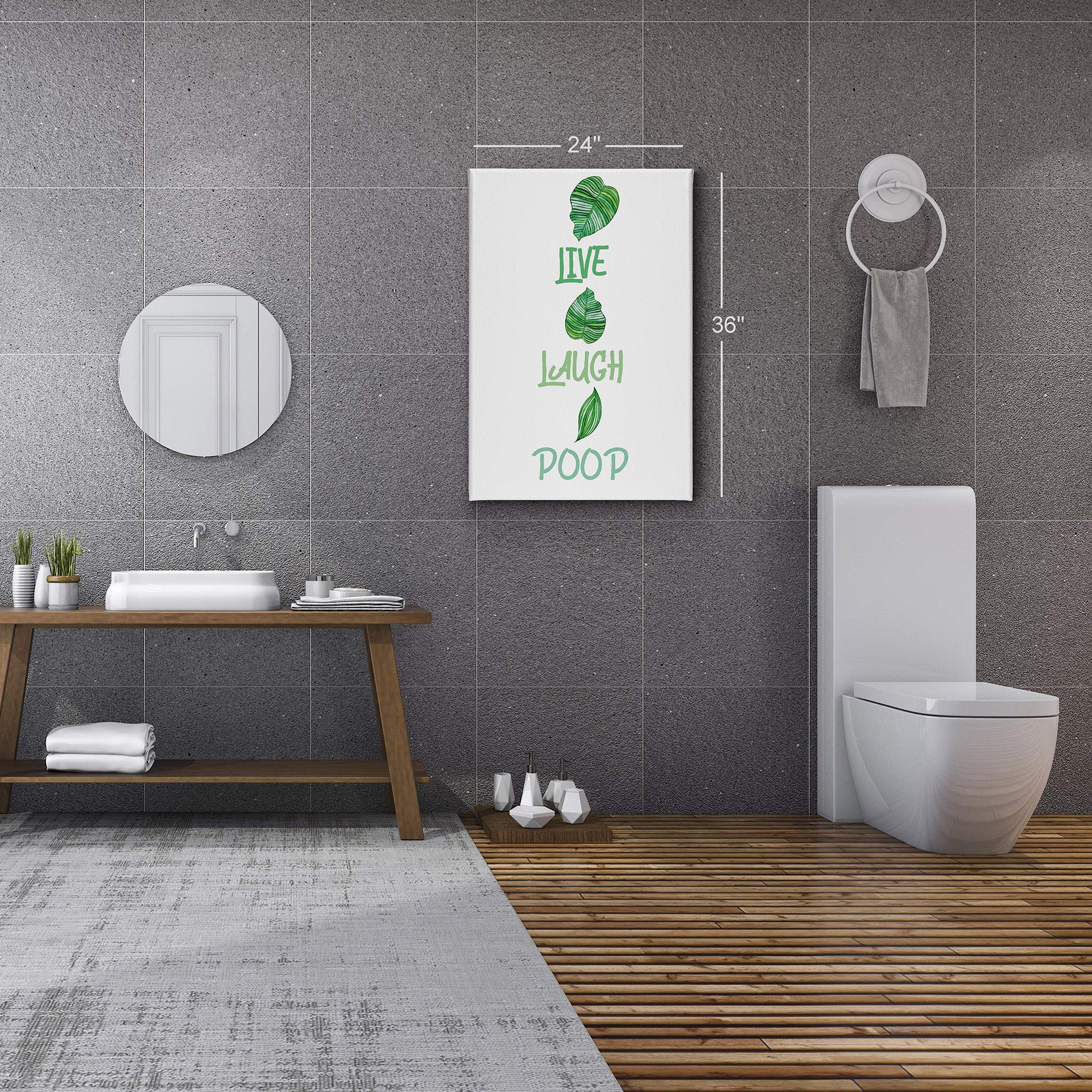 Funny Bathroom Wall Art - Live Laugh Poop Canvas Print - 17x11 Ready to Hang Bathroom Decor - Made in USA - Perfect for Powder Rooms, Guest Bathrooms & Home Decor
