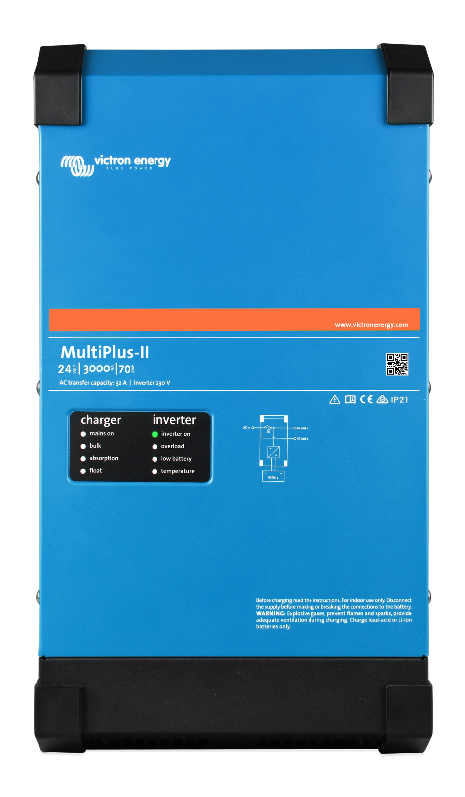 Victron Energy MultiPlus II 24V 3000VA 70A 50Hz Inverter Charger | UL Certified Pure Sine Wave Power Converter | Perfect for RVs, Boats & Off-Grid Solar Systems