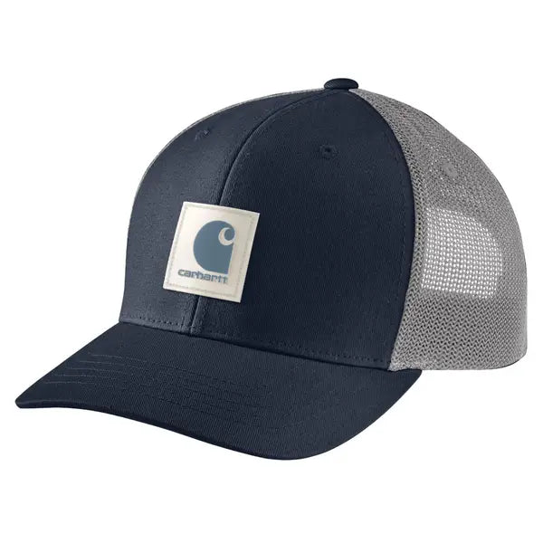 Rugged Flex Twill Mesh Back Logo Patch Cap - Navy Blue Adjustable Baseball Hat for Outdoor Sports & Casual Wear