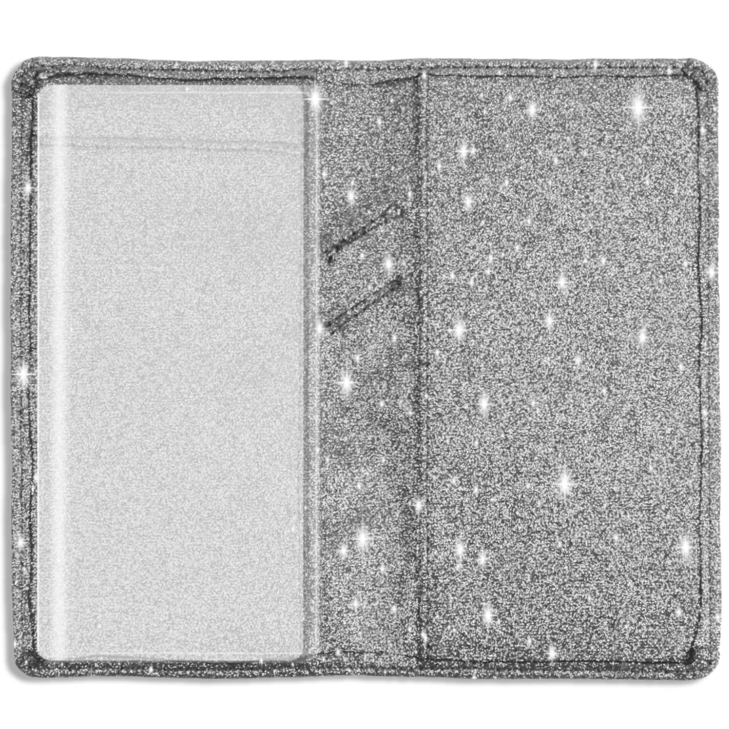 Sanlykate RFID Blocking Glitter Checkbook Cover for Women - PU Leather Standard Checkbook Case with Pen Holder & Free Divider (Silver) - Perfect for Everyday Banking, Bill Payments & Financial Organization