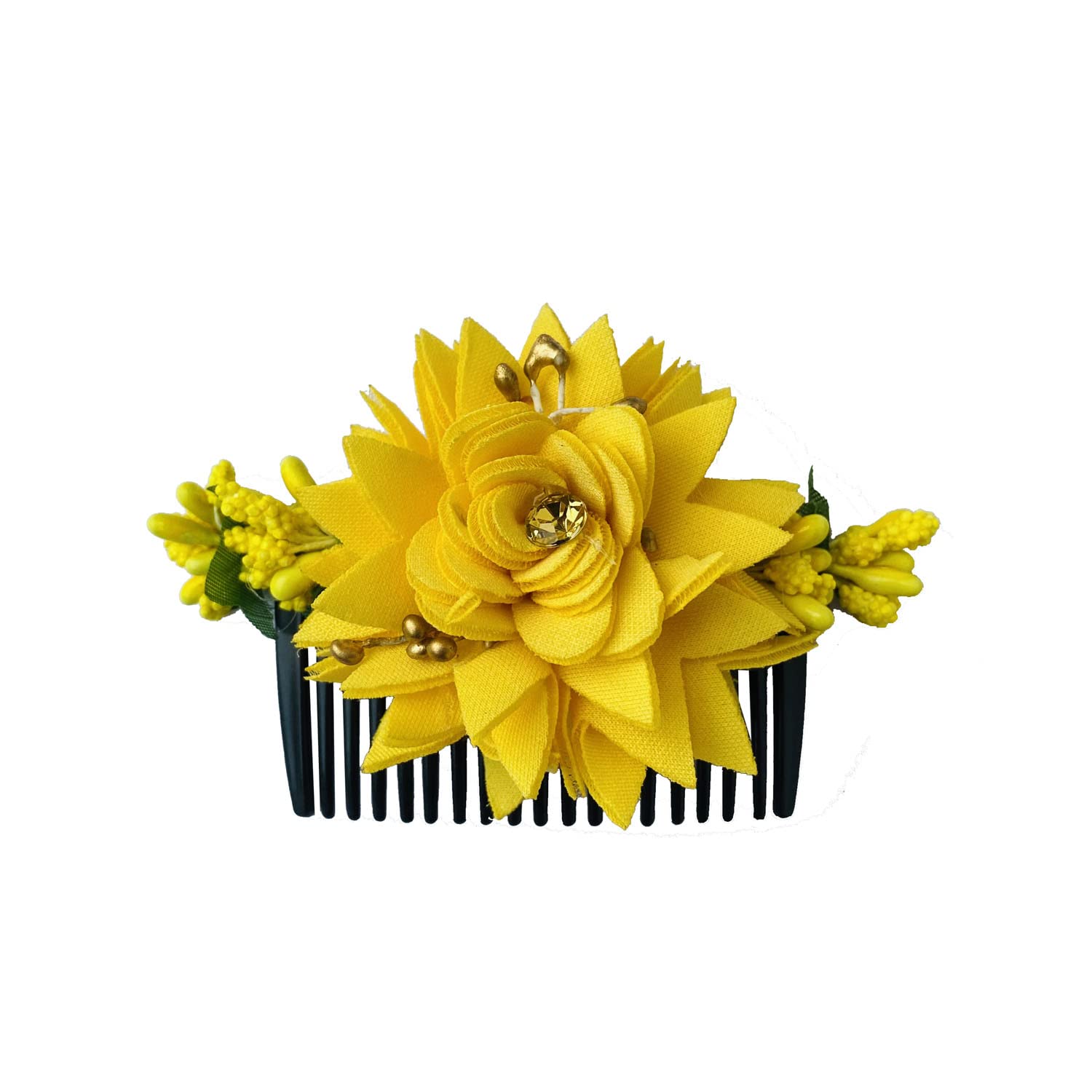 VinshBond Floral Side Clip Pin Comb - Hair Accessories for Women & Girls (Pack of 1, Yellow) - Perfect for Weddings, Parties & Everyday Hairstyles