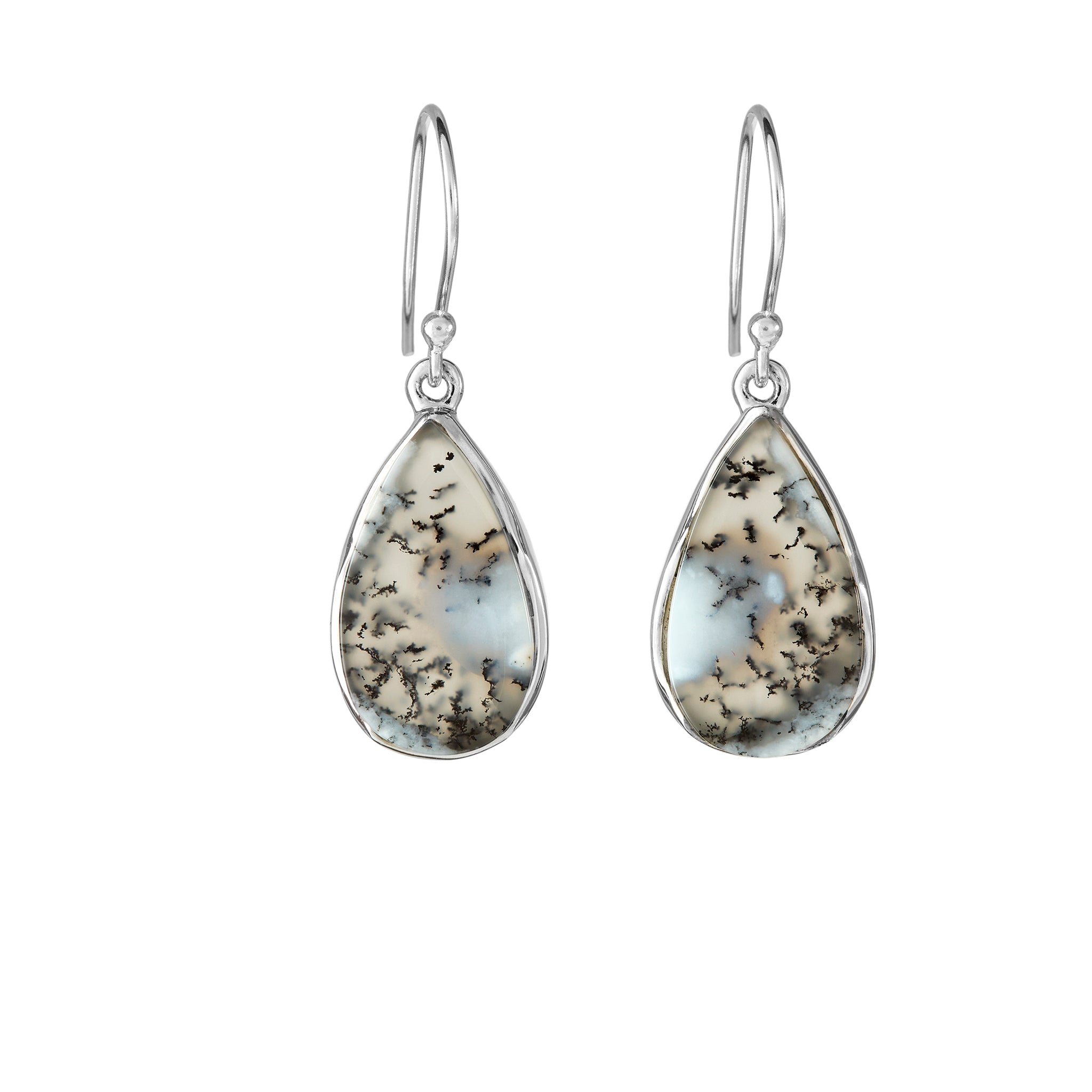 Exquisite Dendritic Opal Earrings for Women - Natural Gemstone Dangle Earrings - Perfect for Weddings, Parties & Special Occasions