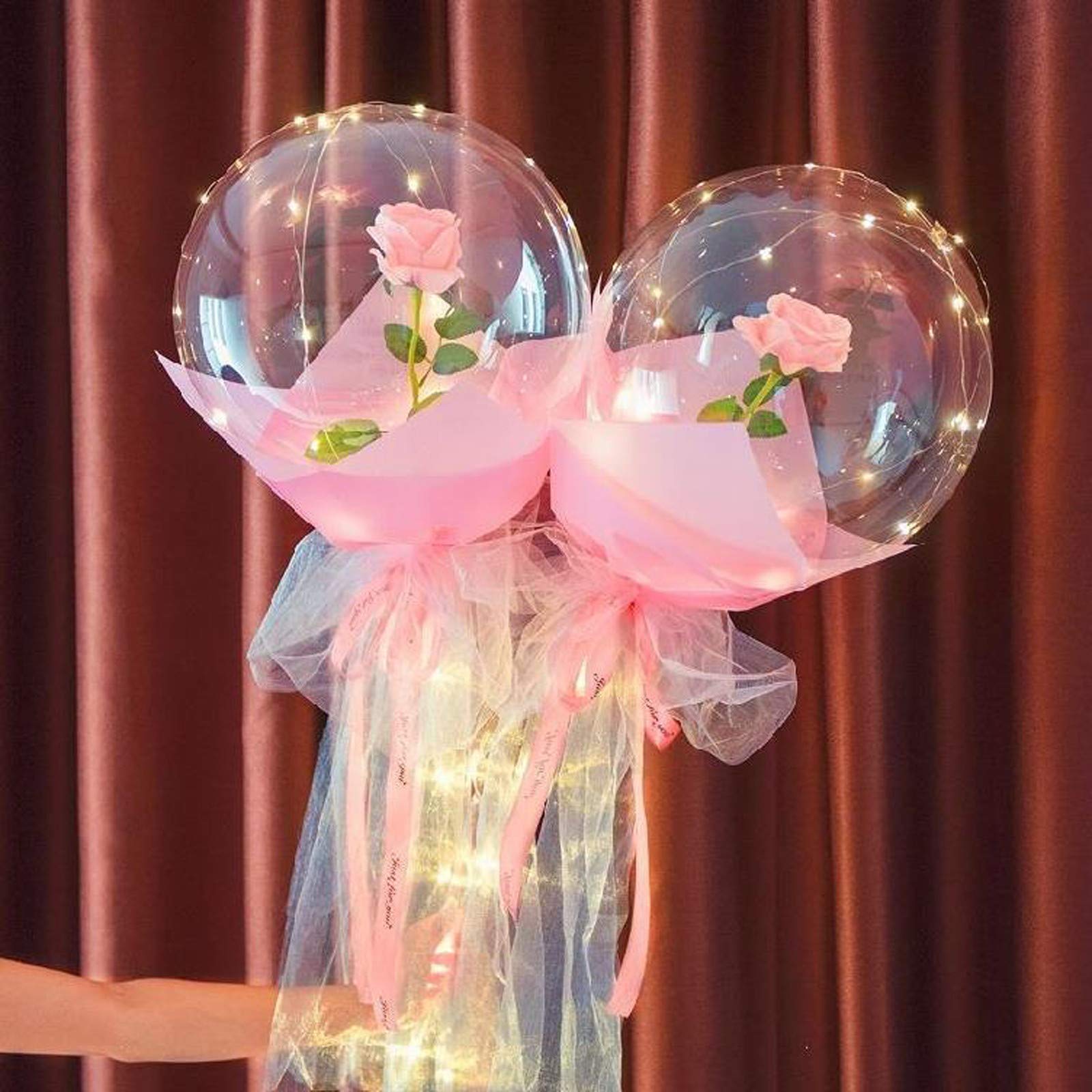 Yamart LED Rose Balloon Bouquet - DIY Luminous Christmas Decorations for Women, Anniversary, Birthday Party - Perfect for Festive Home Decor, Wedding Centerpieces & Romantic Gifts
