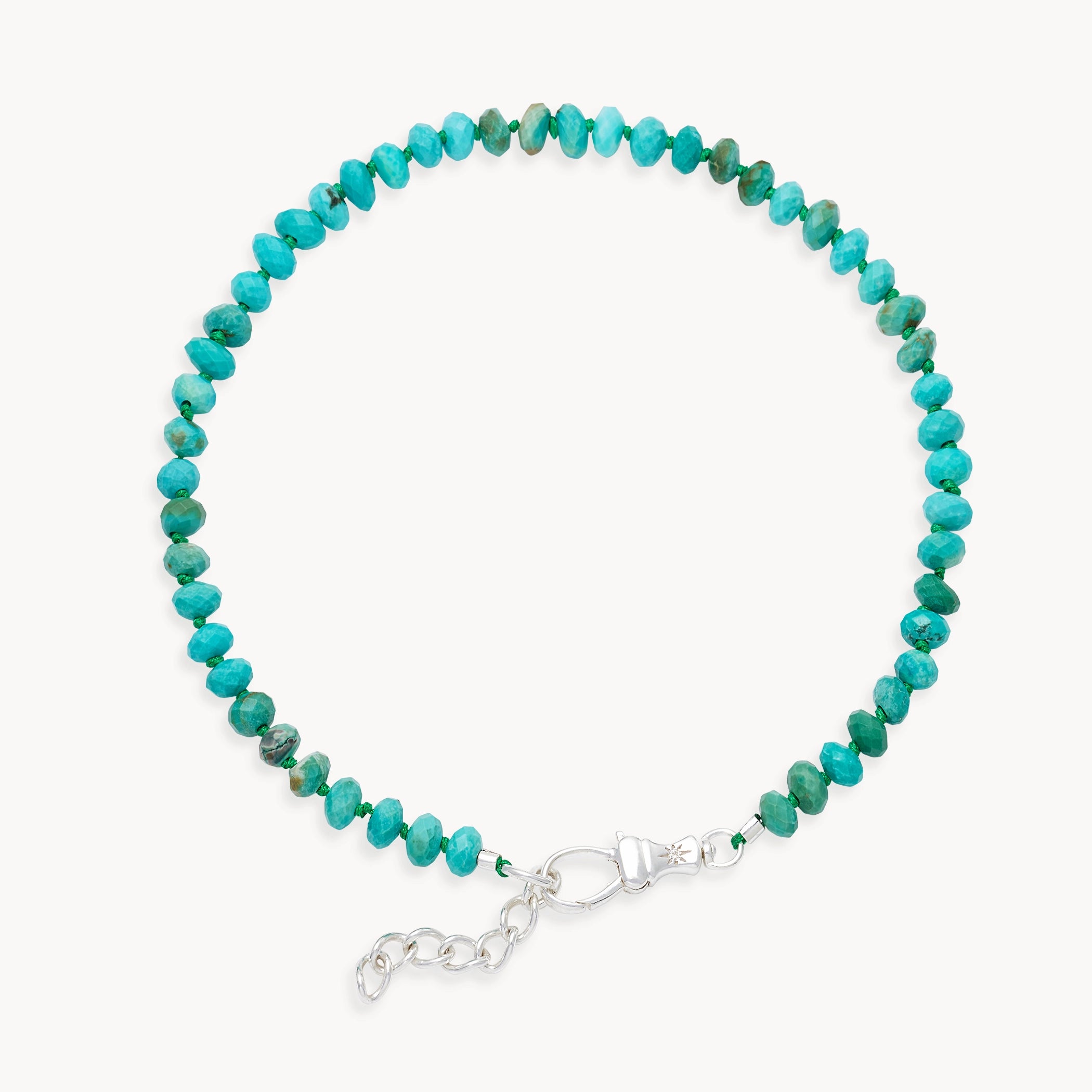 Turquoise Beaded Anklet with Sterling Silver, Natural Turquoise & Brilliant Diamonds – Perfect for Beach Vacations, Boho Fashion & Summer Accessories