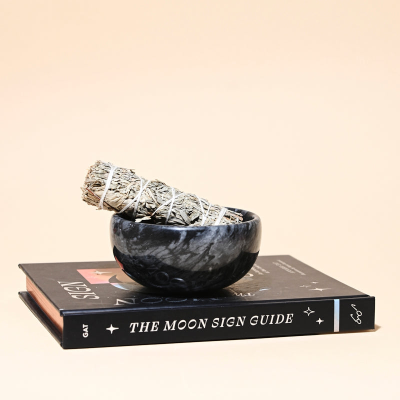 White Marble Smudge Dish for Essential Oils - Aromatherapy & Yoga Meditation Accessory - Perfect for Home, Spa, and Office Decor