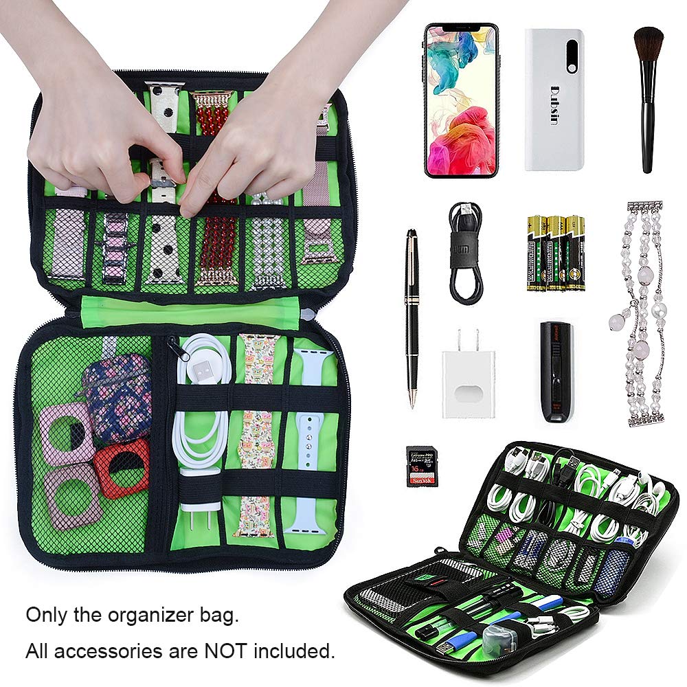 Waterproof Smart Watch Bands Organizer Bag - Portable Travel Electronics Accessories Case for Watch Bands, Cables, Chargers, Headphones & SD Cards (Pink) - Perfect for Travel, Gym & Daily Storage