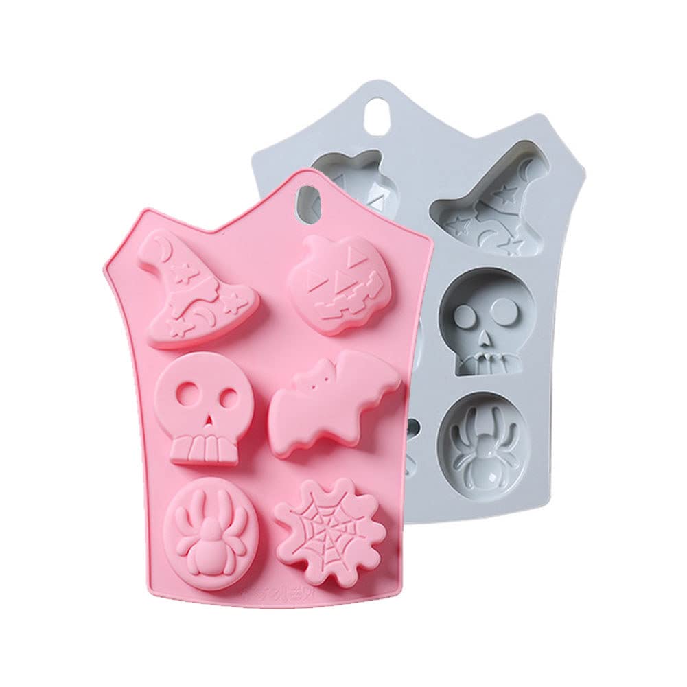 CANDeal 2-Piece Halloween Silicone Baking Mold Set - Nonstick Ghost & Pumpkin Cake Molds, Cookie Molds for DIY Halloween Bat, Skull & Chocolate Fondant - Perfect for Halloween Party Treats, Cupcake Decorating & Holiday Baking