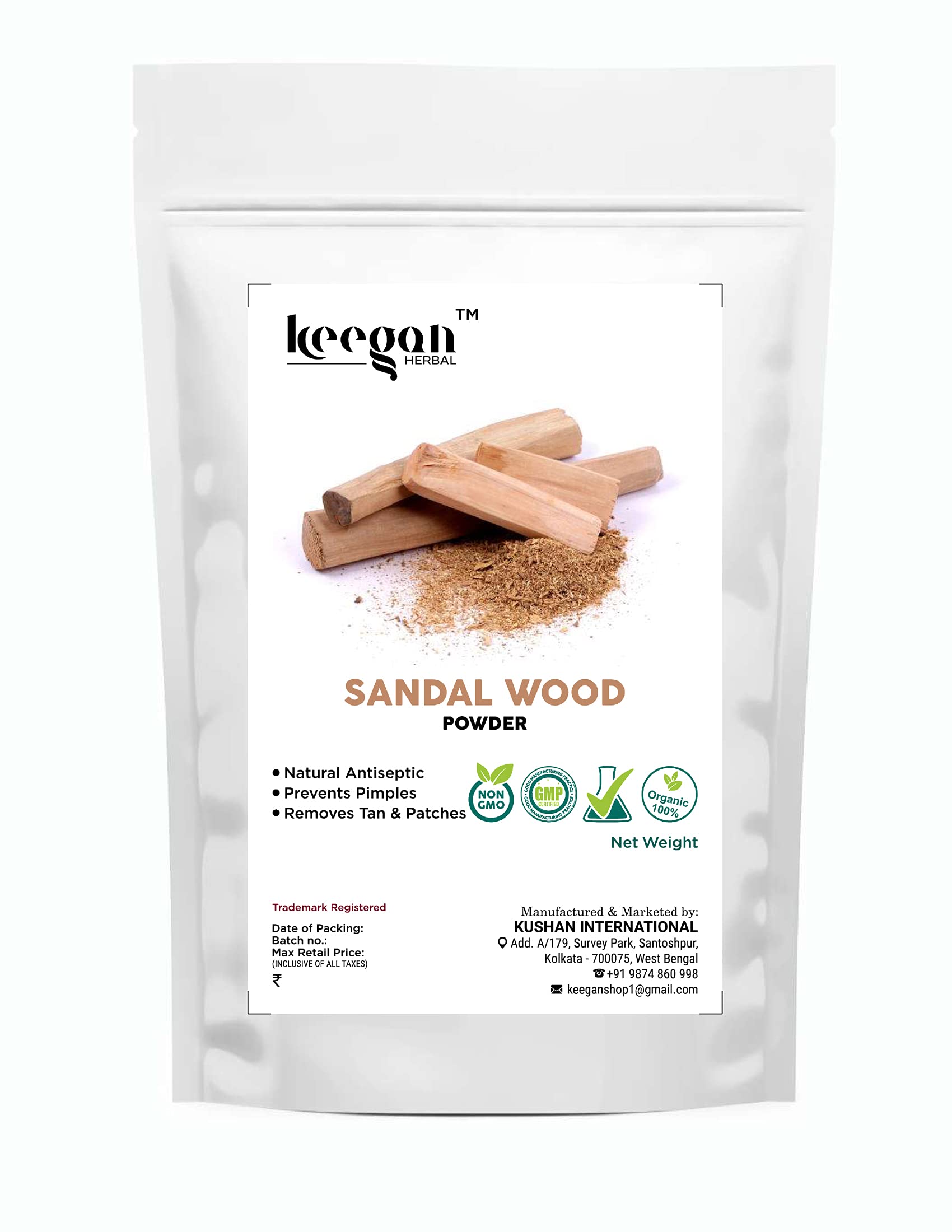 Keegan Herbal Natural & Pure Sandalwood Powder 100g | Chandan Powder for Face & Skin Care | Organic Beauty Treatment for Glowing Skin & Aromatherapy