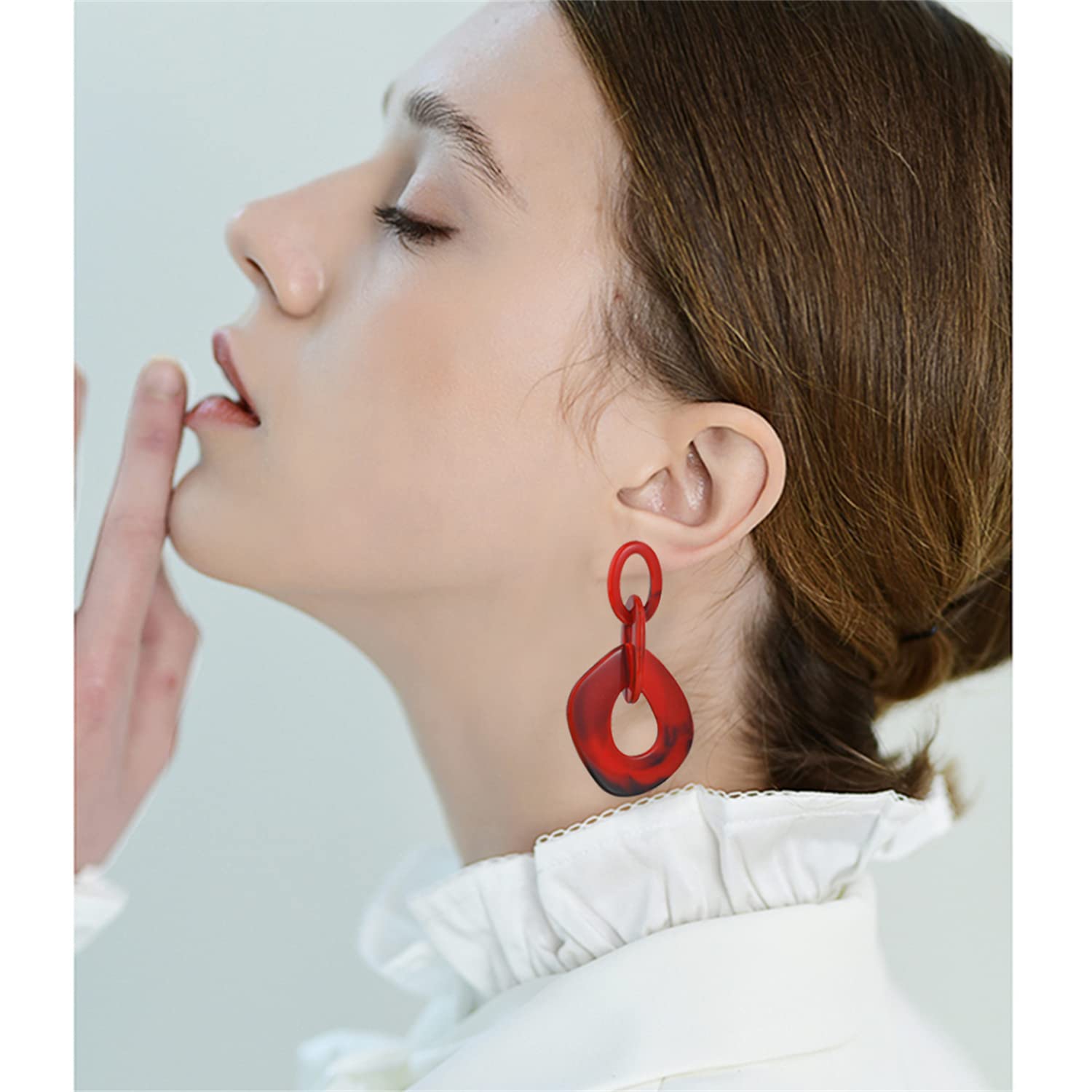 Bohemian Vintage Acrylic Geometric Drop Earrings for Women - Hollow Round Chain Dangle Statement Jewelry | Perfect for Summer, Holiday Gifts, Parties & Casual Wear