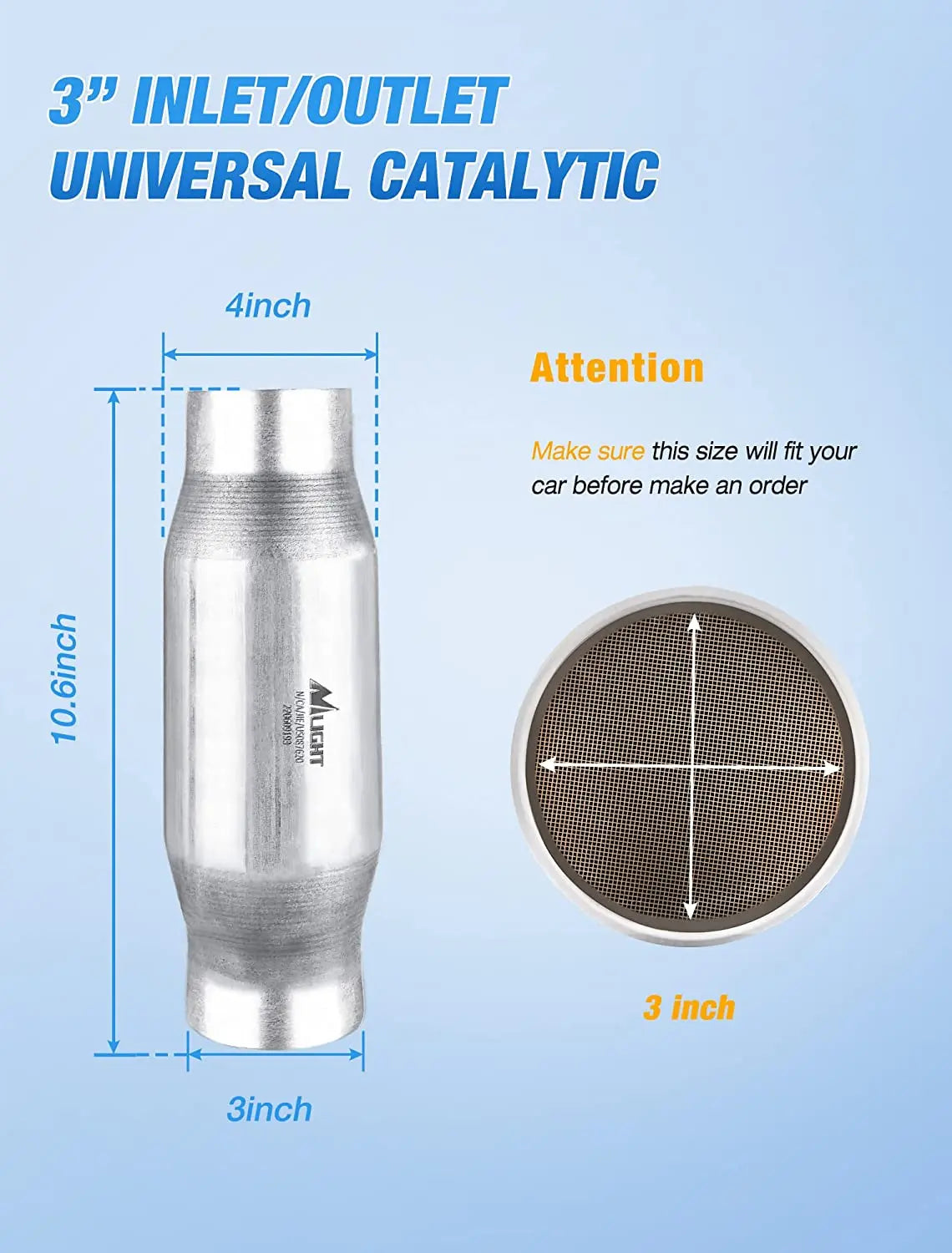 3 Inch Inlet/Outlet Universal Catalytic Converter for Cars, Trucks & SUVs - High Performance Exhaust System Replacement - Perfect for Off-Road, Racing & Daily Driving