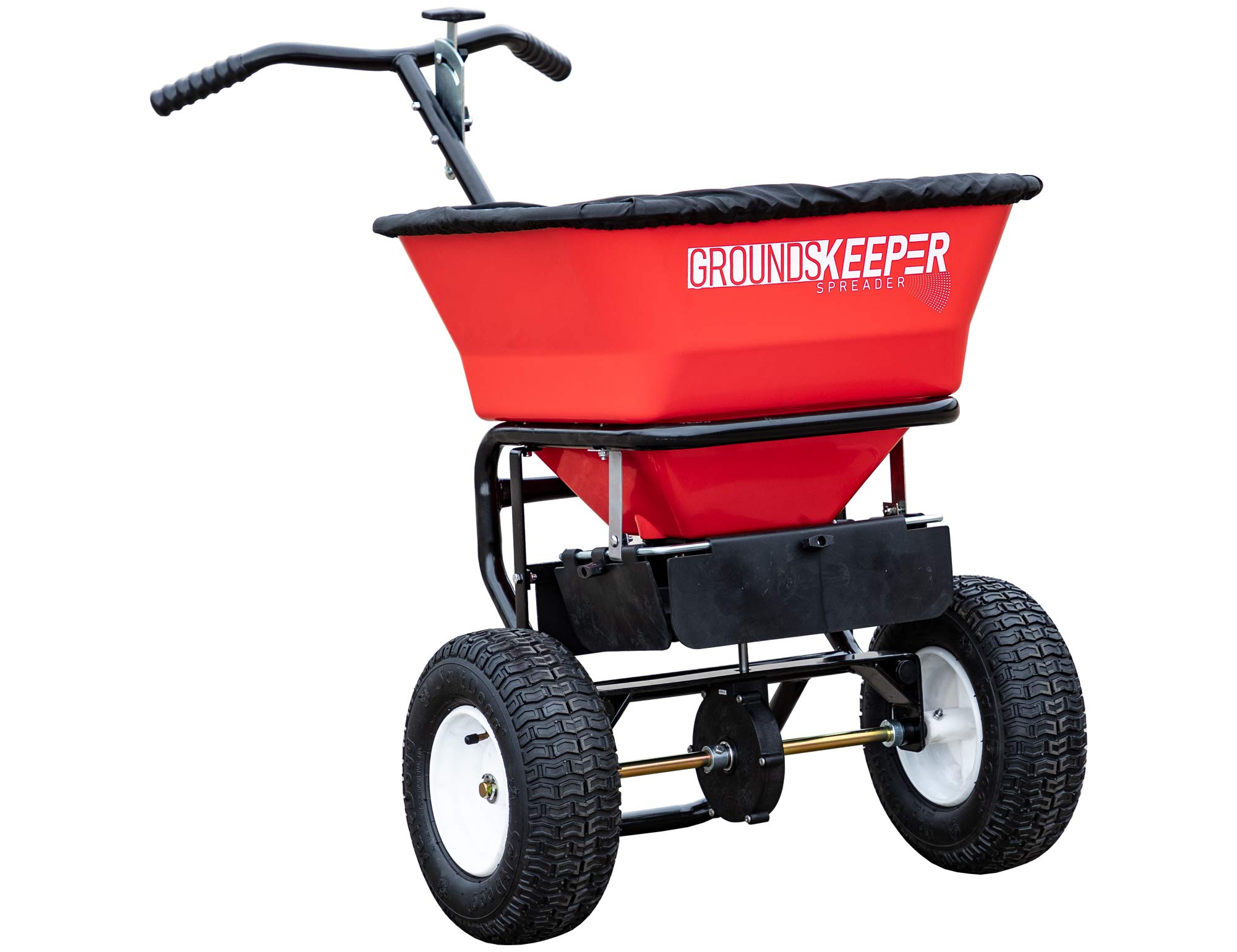 Grounds Keeper 100 lb Capacity Walk Behind Push Snow Salt Spreader 3039632R - Heavy Duty Snow Removal Equipment for Driveways, Sidewalks & Commercial Properties