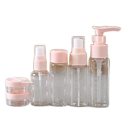 LIBAH Plastic Multipurpose Cosmetic Travel Pouch Kit - 2 Empty Refillable Bottles & Jars for Toiletries, Makeup, Skincare (Multi Color, 1 Set) | Perfect for Air Travel, Gym, Camping & Home Organization