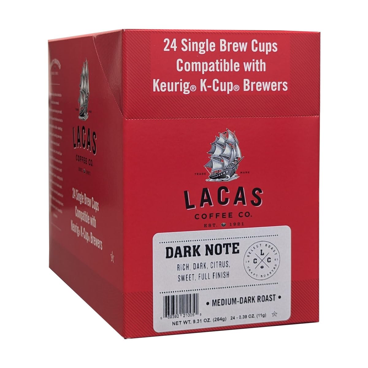 Premium Lacas Coffee Dark Note Single Serve Pods - 24 Count, Compatible with Keurig K-Cup Brewers | Bold & Rich Flavor | Perfect for Home, Office & Morning Coffee Routine