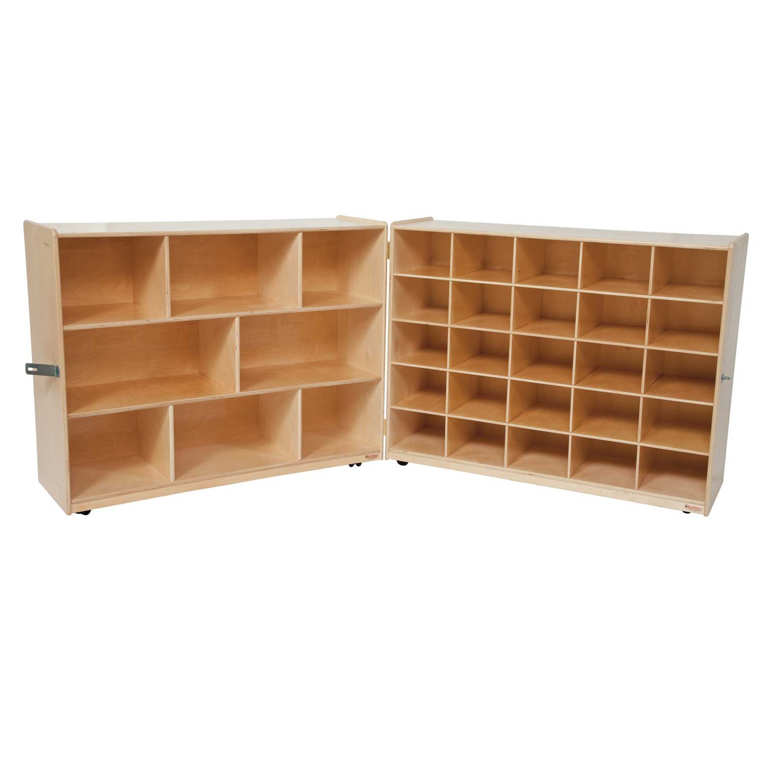 Wooden Folding Storage Shelf with Trays - 2 Pack, Space Saving Organizer for Kitchen, Bathroom, or Closet - Perfect for Small Spaces & Home Organization