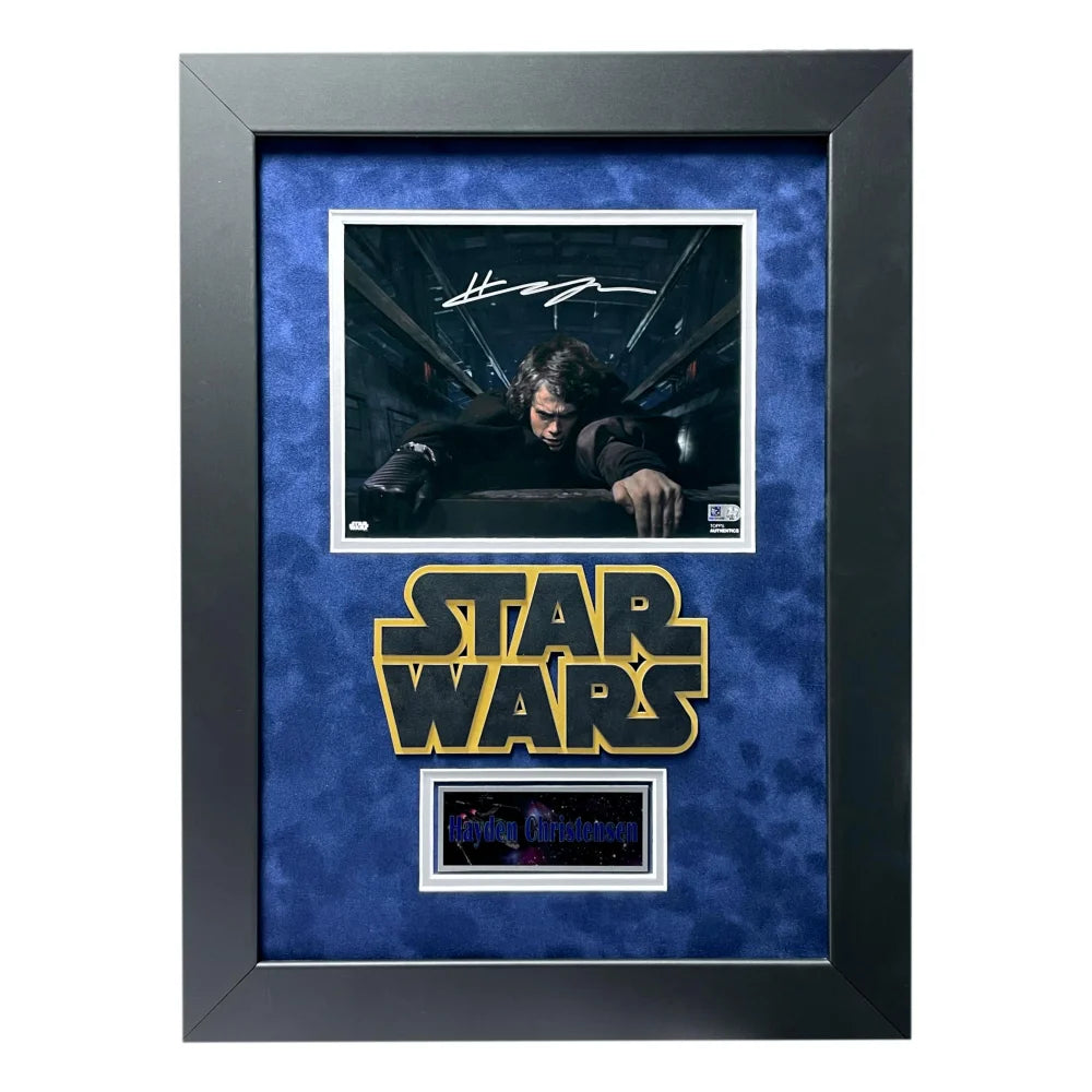 Hayden Christensen Autographed Star Wars 8x10 Photo Framed - Anakin Skywalker Signed Memorabilia with Topps COA - Perfect for Star Wars Collectors, Home Theater Decor & Gift for Fans