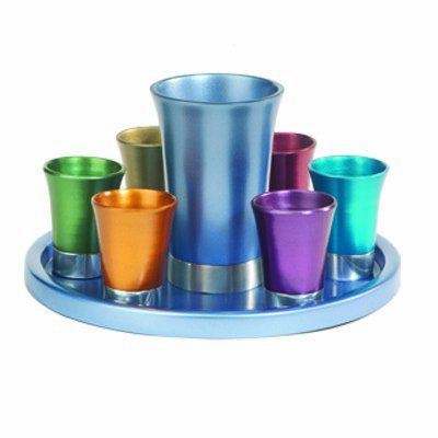 Set of 6 Premium Anodized Aluminum Cups with Serving Tray - Durable & Lightweight for Camping, Picnics, and Outdoor Parties