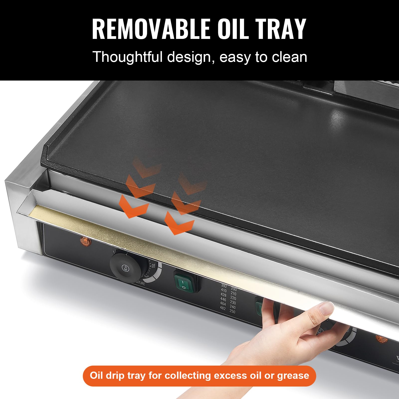 VEVOR 3600W Commercial Electric Panini Grill Press, Stainless Steel Double Sandwich Maker with Temperature Control & 19