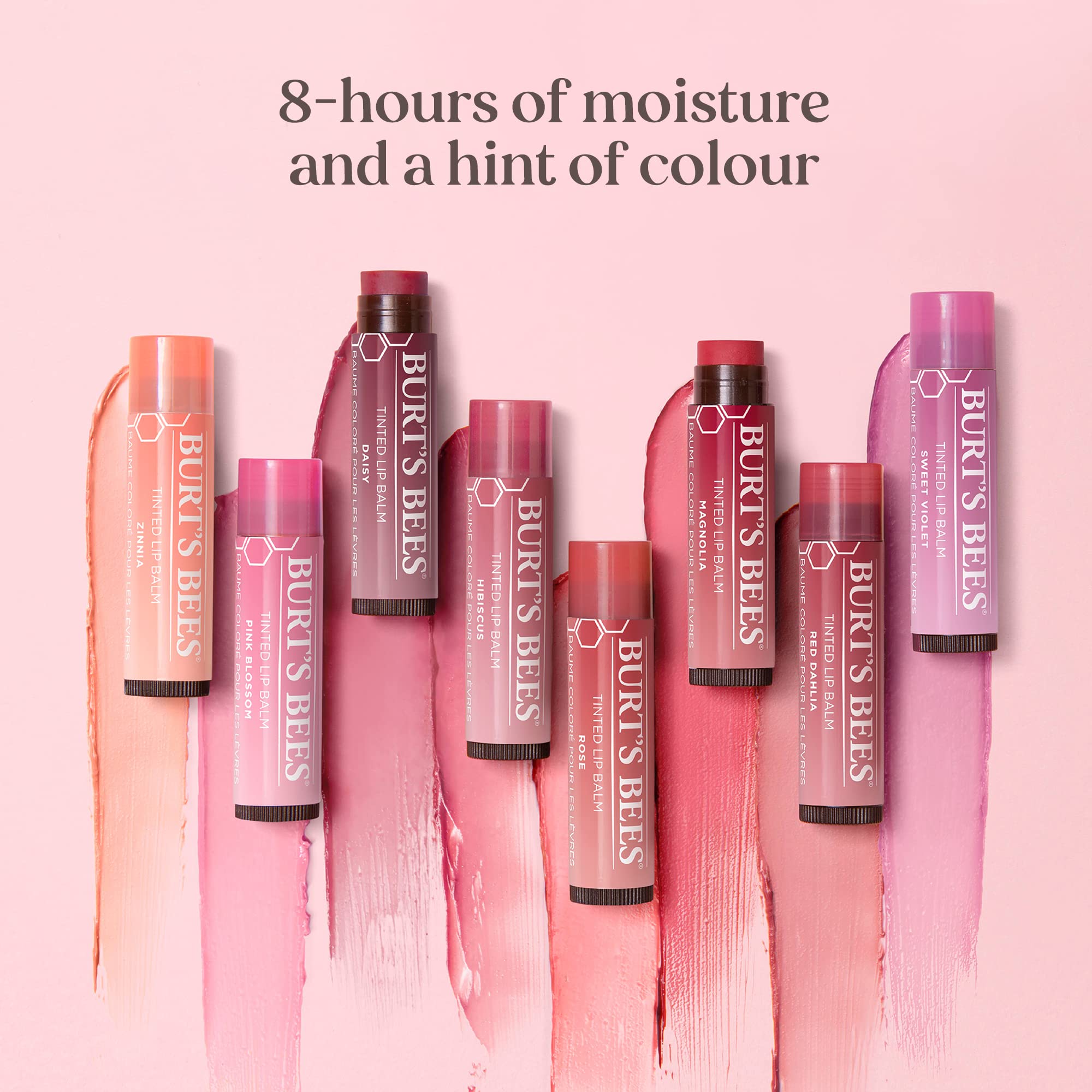 Burt's Bees 100% Natural Tinted Lip Balm - Hibiscus Flavor with Shea Butter & Botanical Waxes (0.15 oz) | Moisturizing & Nourishing Lip Care for Dry Lips | Perfect for Daily Use, Outdoor Activities & Makeup Looks