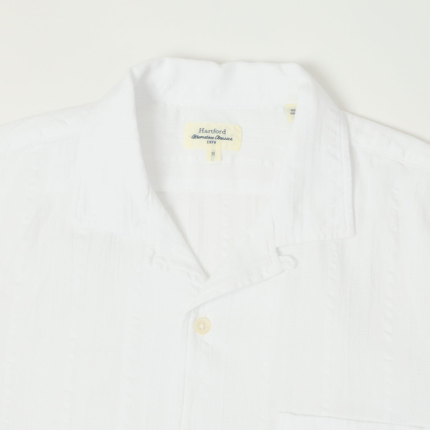Hartford Men's 'Palm' Camp Collar Cotton Casual Shirt - Breathable Summer Shirt for Men, White - Perfect for Beach Vacation, Tropical Getaway & Casual Outings
