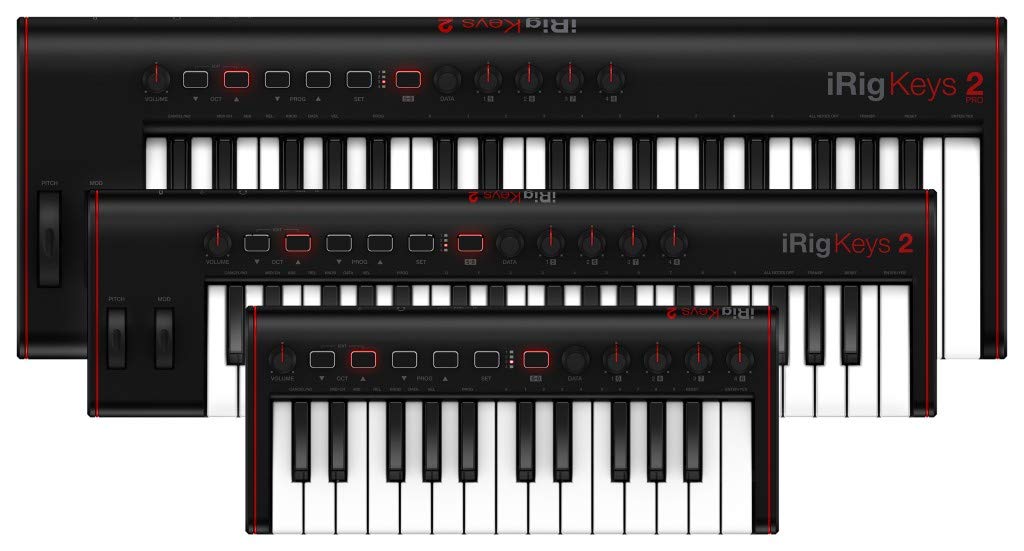 IK Multimedia iRig Keys 2 Mini - 25-Key Portable MIDI Keyboard Controller with Velocity-Sensitive Synth-Action Keys, Headphone Output - Compatible with iPhone, iPad, Mac, PC & Android - Perfect for Music Production, Home Studio & Mobile Recording