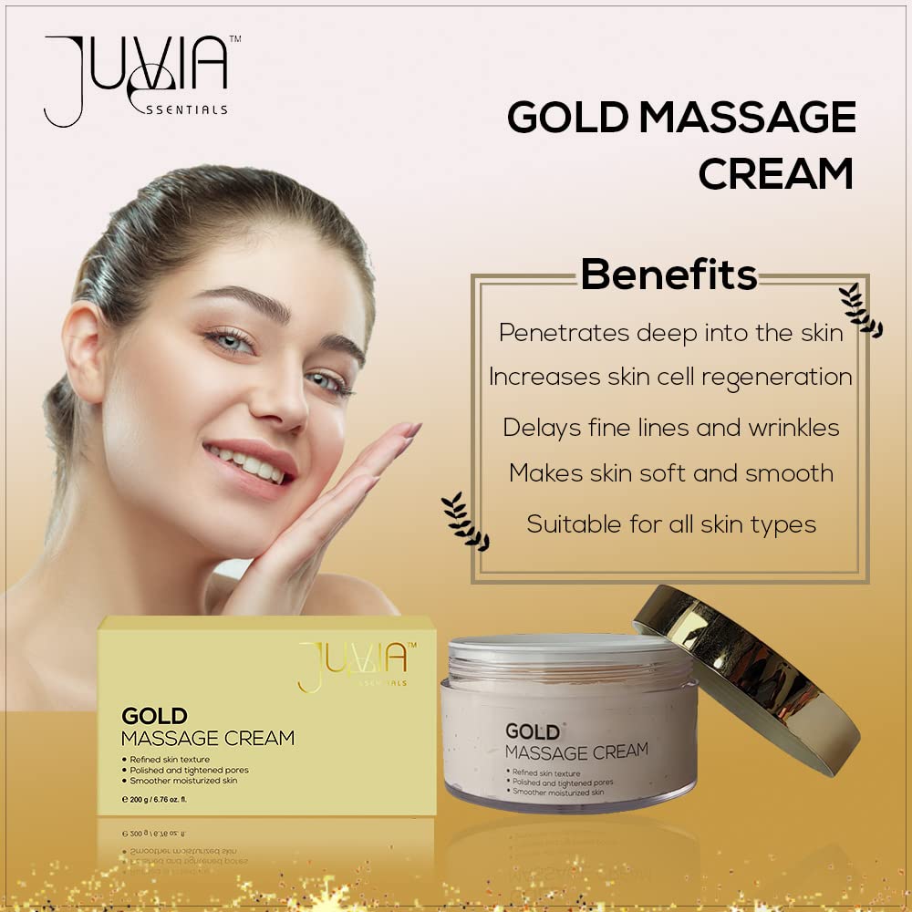 Juvia Essentials Gold Massage Cream 200g & Papaya Face Pack 200g - Anti-Aging Skincare Set for Glowing Skin | Perfect for Spa Day & At-Home Facial Treatments