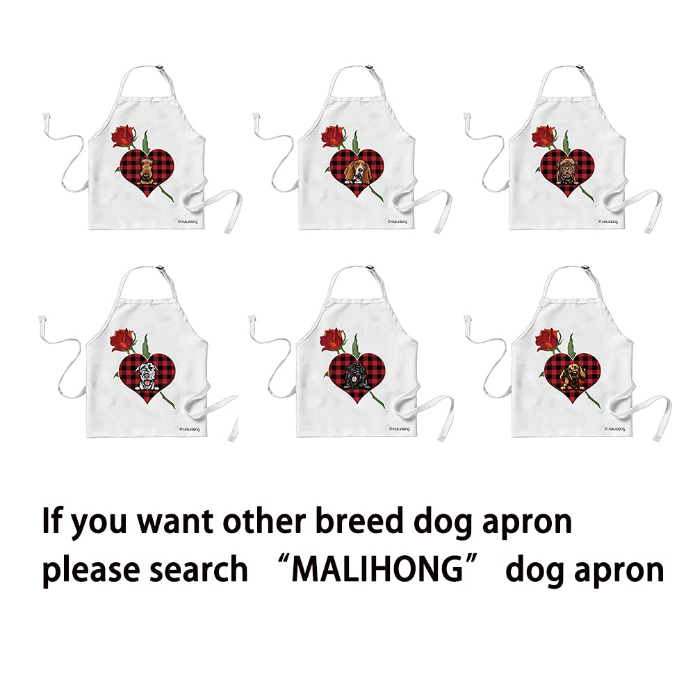 Norwegian Elkhound Dog Apron with Love Rose & Buffalo Plaid Heart - Cute Kitchen Apron for Women, Perfect for Cooking, Baking & Grilling