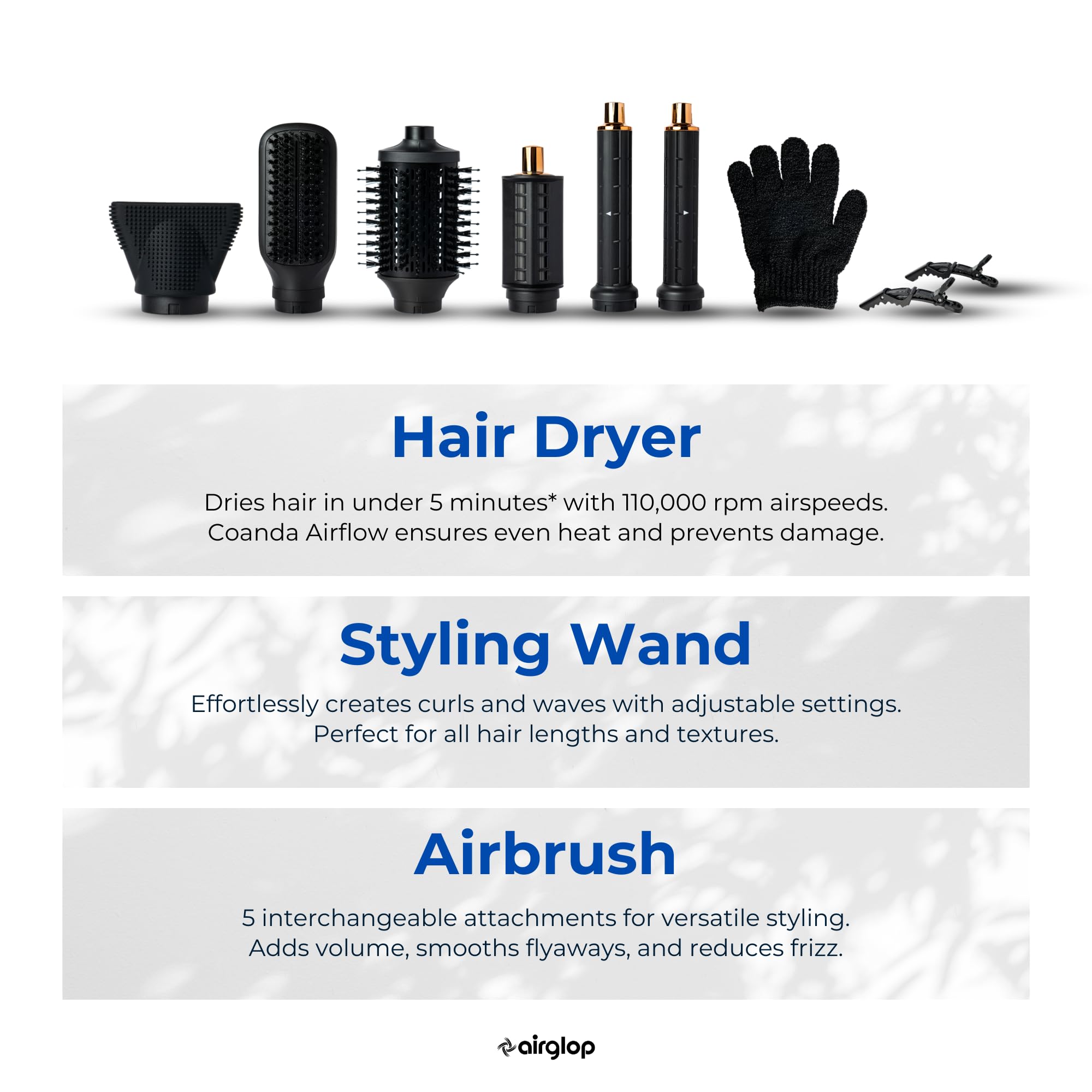 Professional Hair Dryer Brush & Styler - 3-in-1 Auto Curling Iron with Oval & Paddle Brushes for Salon-Quality Blowouts - Perfect for Home Styling, Travel & Daily Hair Care