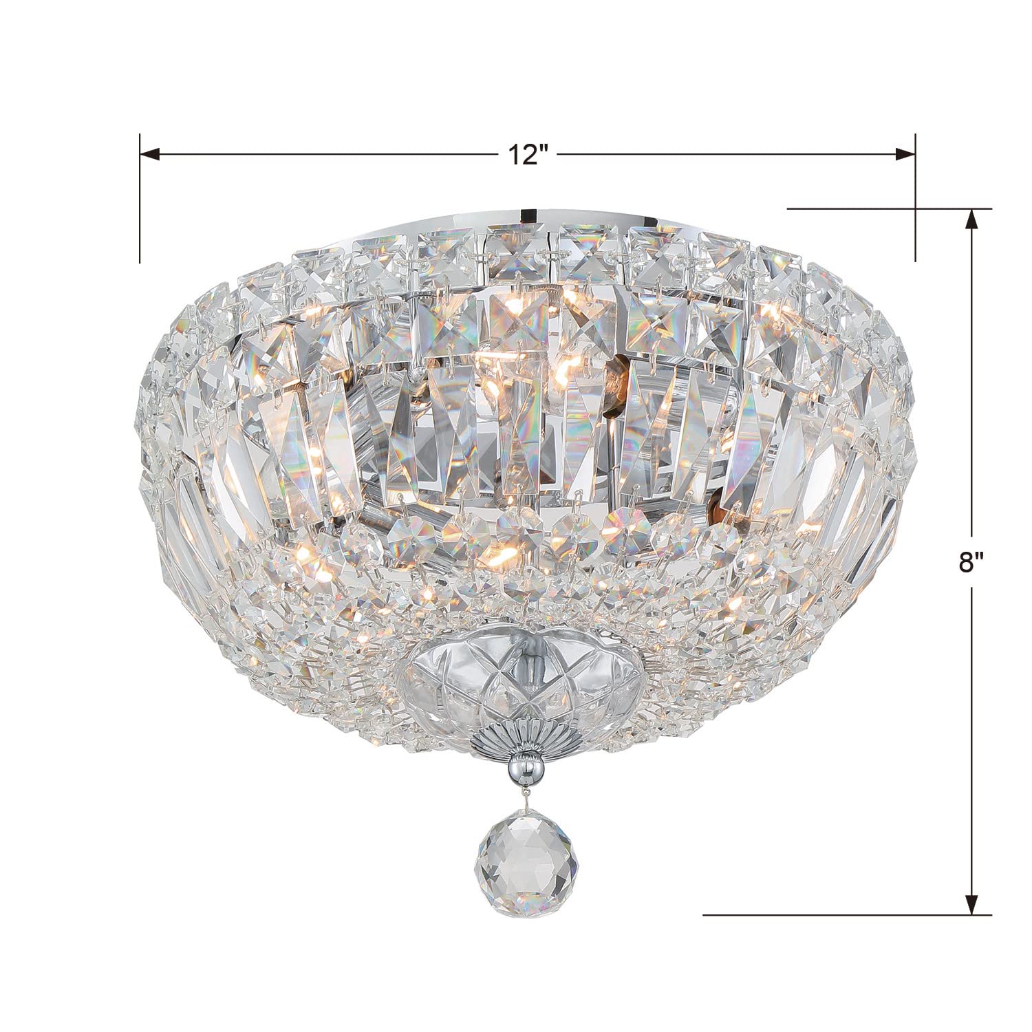 Crystorama Roslyn 4-Light Polished Chrome Flush Mount Ceiling Light Fixture - Modern Lighting for Bedroom, Kitchen, Hallway & Entryway