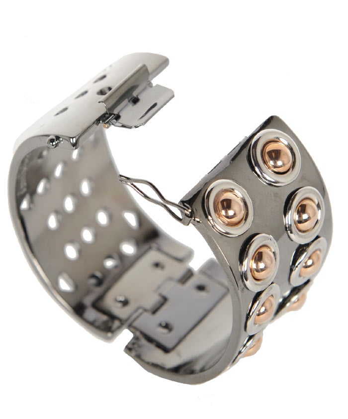Stylish Dome Studded Cuff Bracelet - Punk Rock Gothic Fashion Accessory for Women - Perfect for Concerts, Parties & Everyday Wear