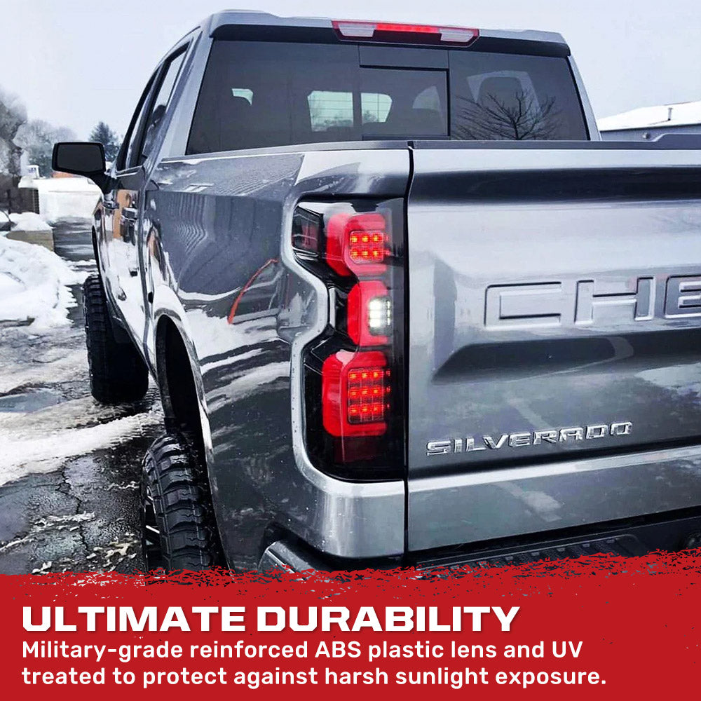 Chevy Silverado 1500 2019-2025 Ultra Bright OLED Tail Lights - Direct Replacement for Factory/OEM LED Tail Lights with Multiple Lens Design | Enhanced Night Visibility & Safety for Truck Driving