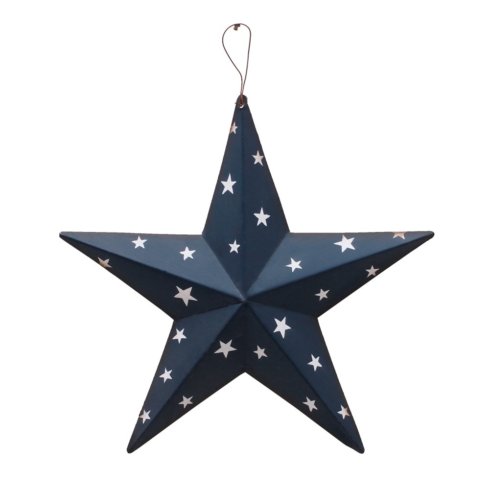 USA Flag Metal Star Decor - 12inch Patriotic Hanging Ornament for Door, Porch & Outdoor - July 4th, Memorial Day