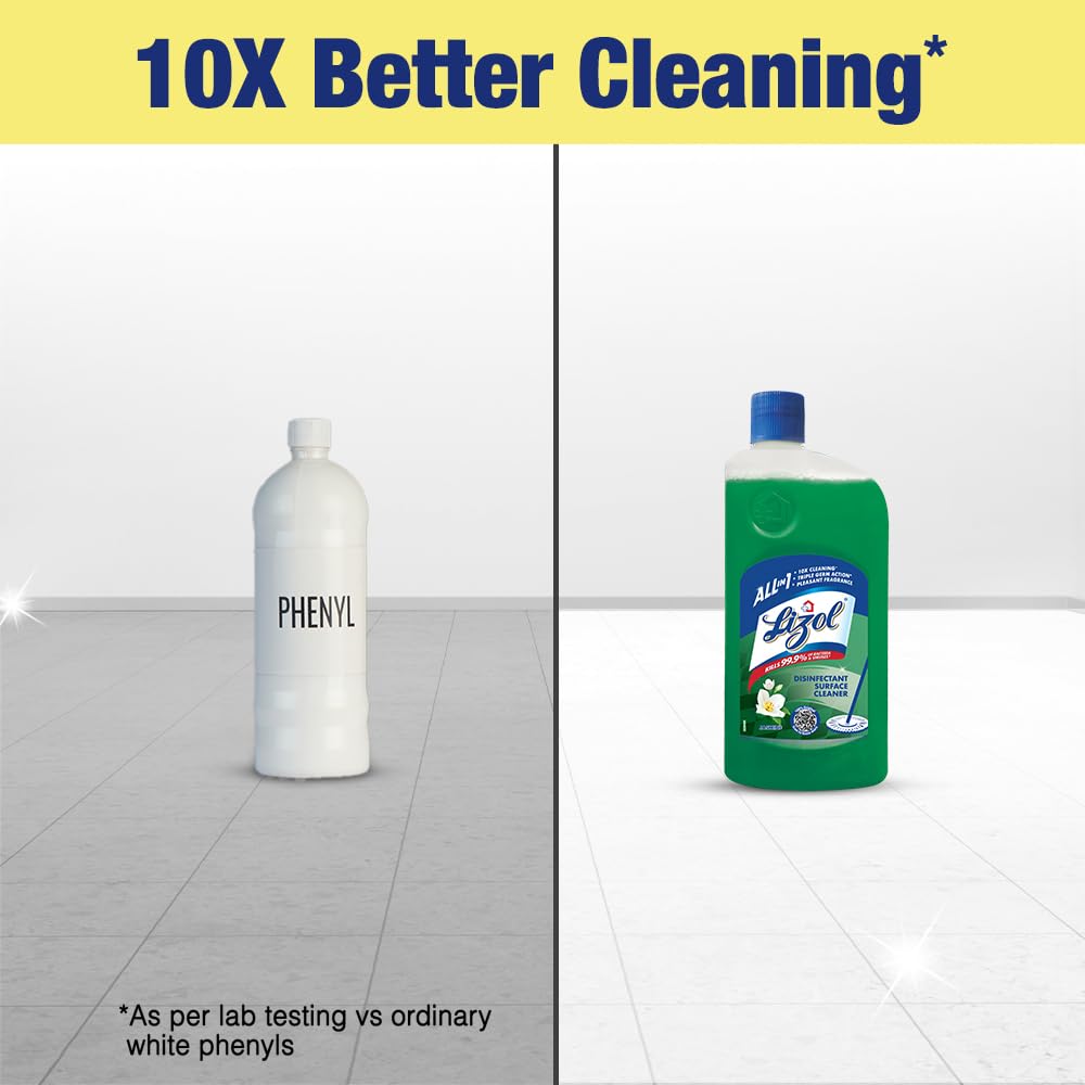 Lizol Disinfectant Surface & Floor Cleaner Liquid, Jasmine Scent - 1 Liter | Kitchen Cleaner Spray - 450ml | Kills 99.9% Germs | Ideal for Home, Office & Commercial Use