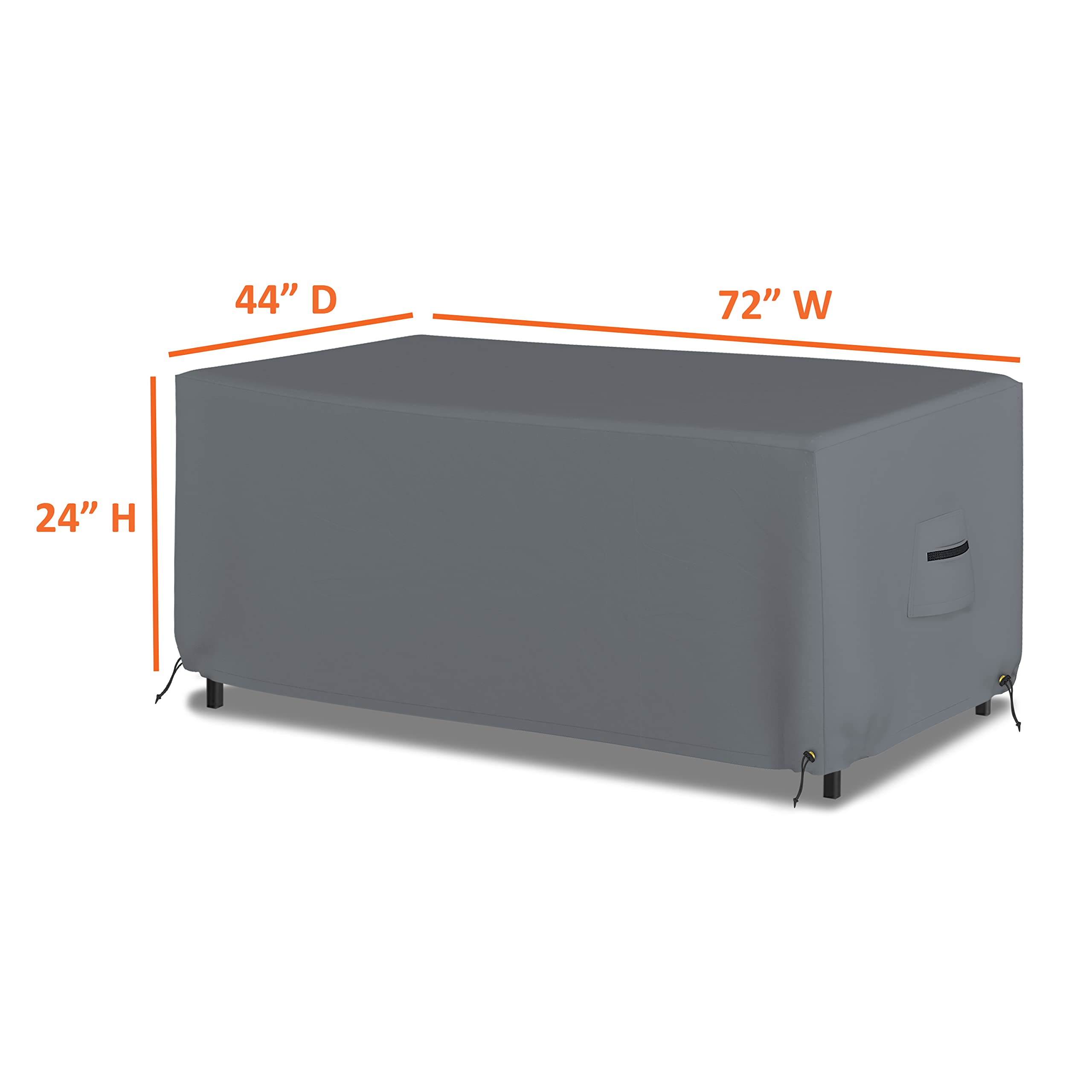 Waterproof Outdoor Table Cover 72x44 Inches - Heavy Duty 12oz Weatherproof Rectangle/Oval Patio Furniture Protector with Air Pocket & Drawstring for Secure Fit (Grey) - Perfect for Picnics, BBQs, and Backyard Parties