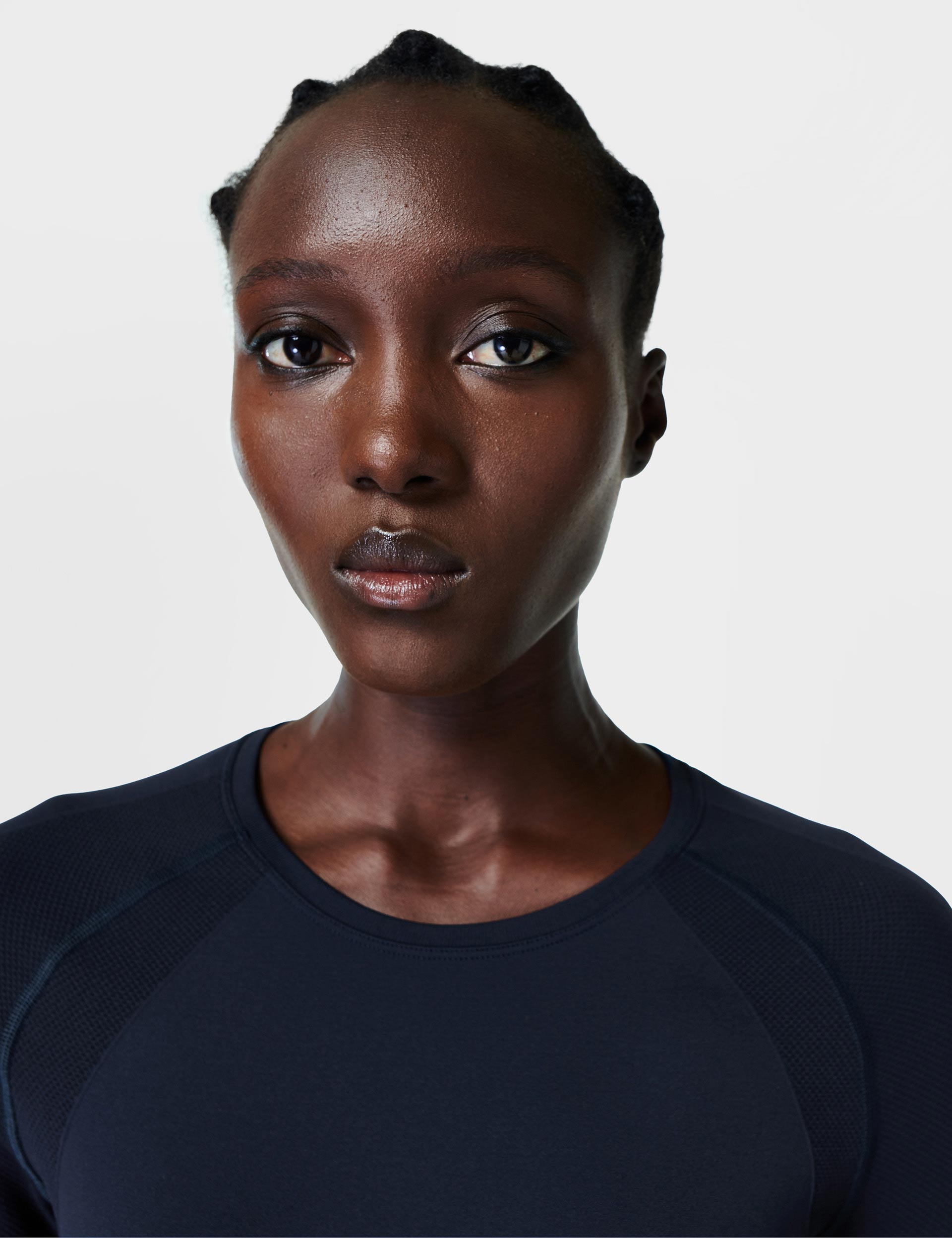 Seamless Workout Long Sleeve Top for Athletes - Navy Blue - Perfect for Gym, Yoga & Running