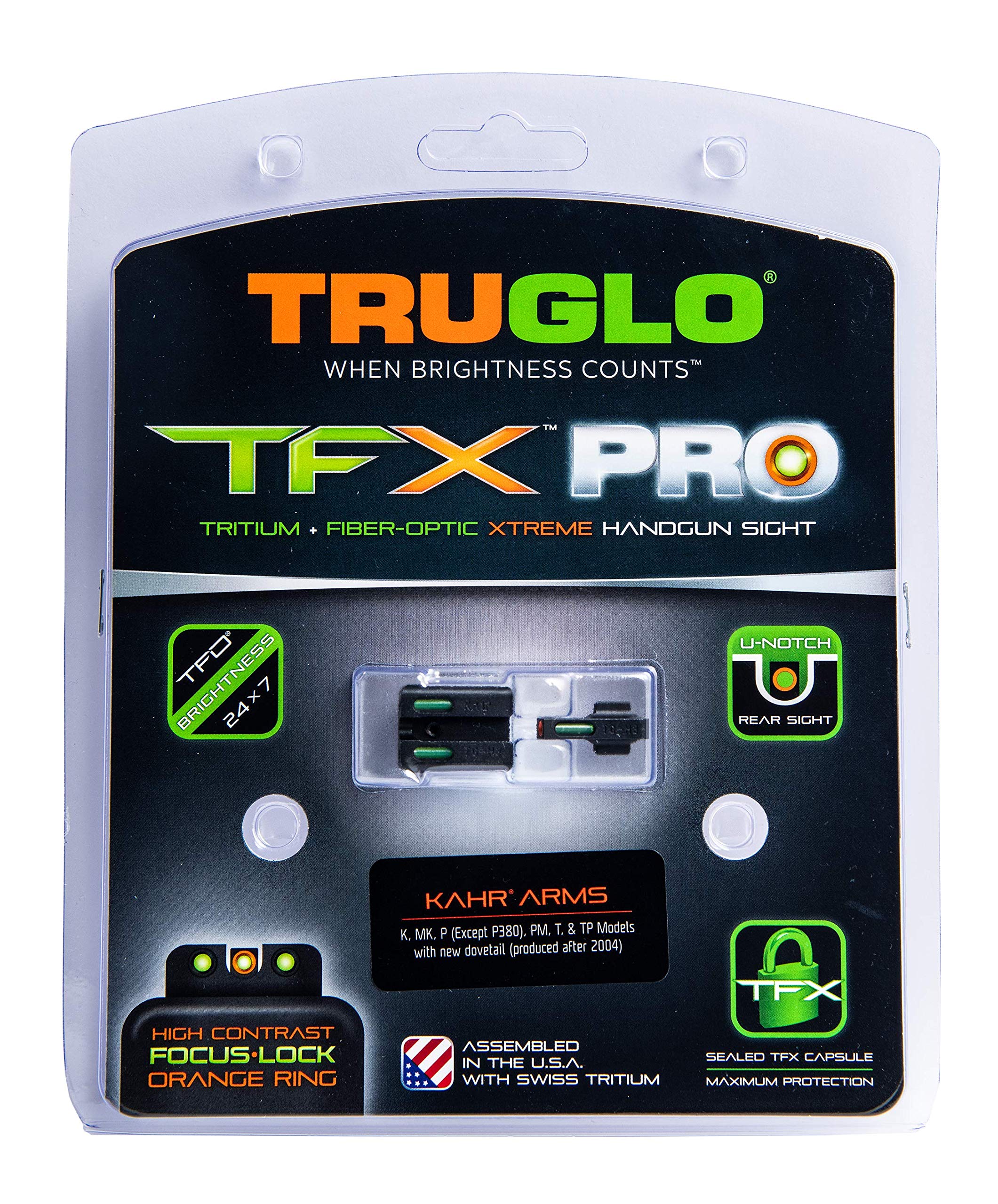 Truglo TFX PRO Handgun Sight - Glow-in-the-Dark Tritium & Fiber Optic Night Sights for Pistols | Compact, Durable & Snag-Free Design | Perfect for Low Light Shooting, Home Defense & Tactical Training