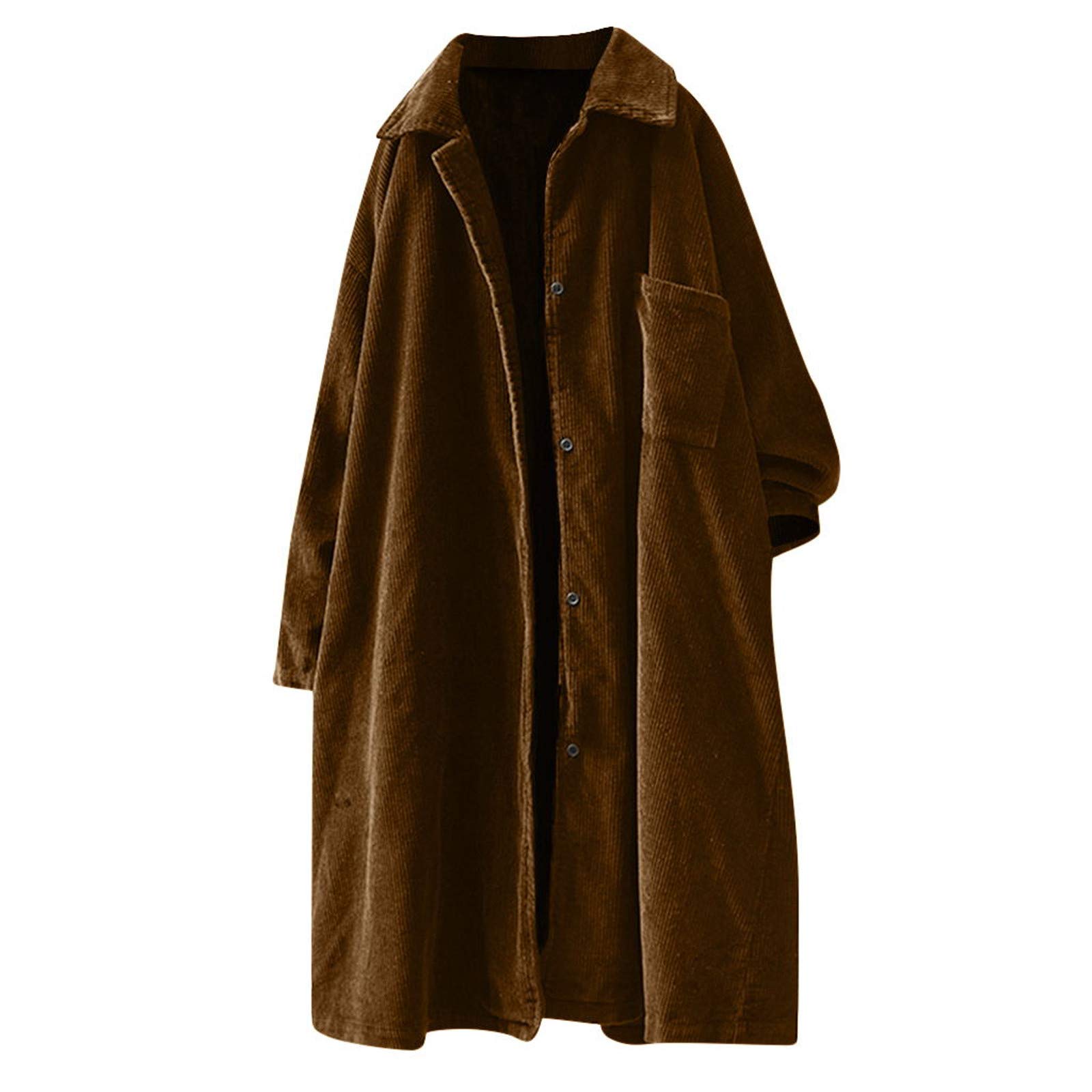 Women's Plus Size Long Sleeve Trench Coat - Solid Black Casual Cardigan for Fall & Winter | Office Wear, Daily Outfits, Layering Essential