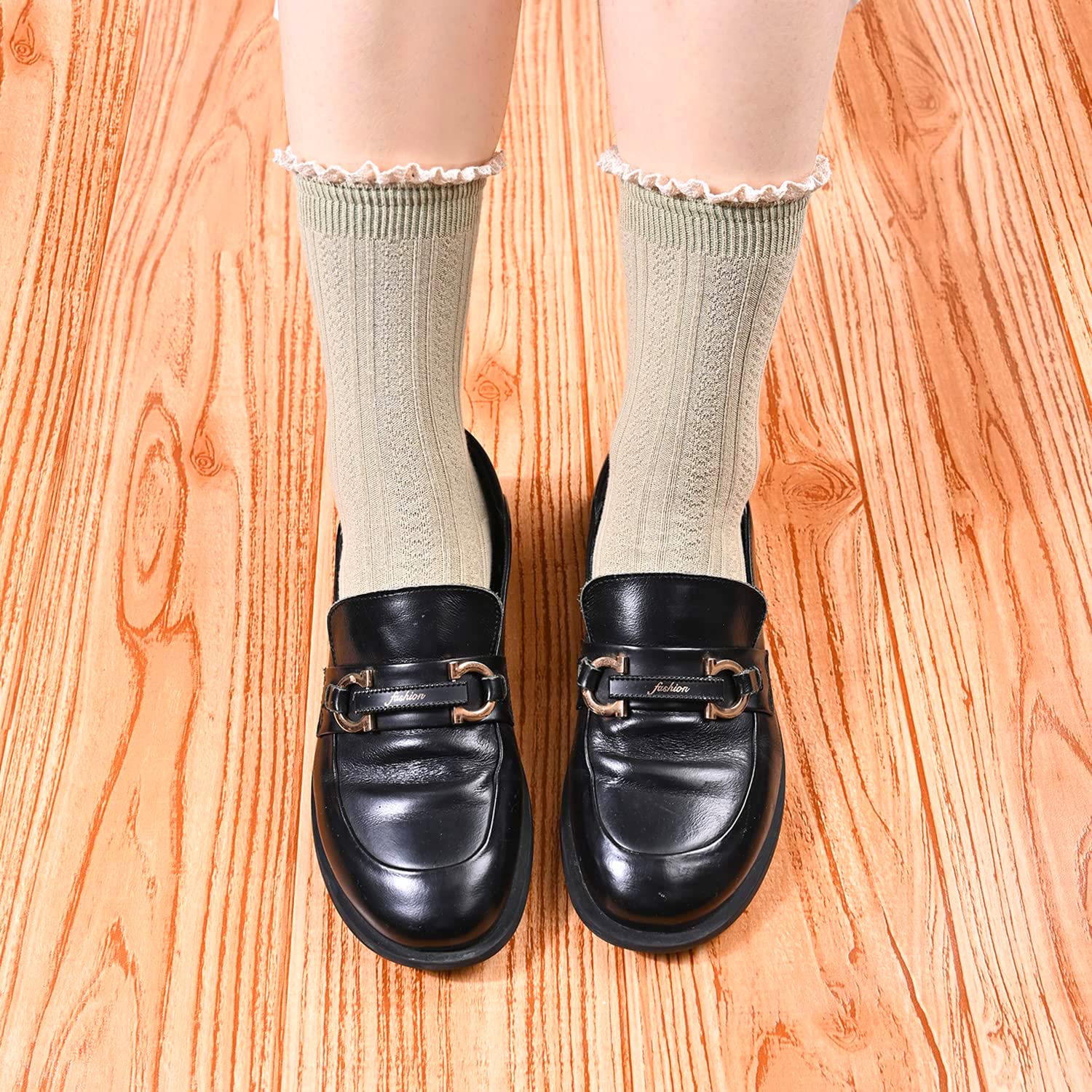 Stylish Ruffle Frilly Socks for Women & Girls | Cute Fruit & Lettuce Pattern Ankle Socks (3-5 Pairs) | Perfect for School, Cosplay & Fashion Outfits