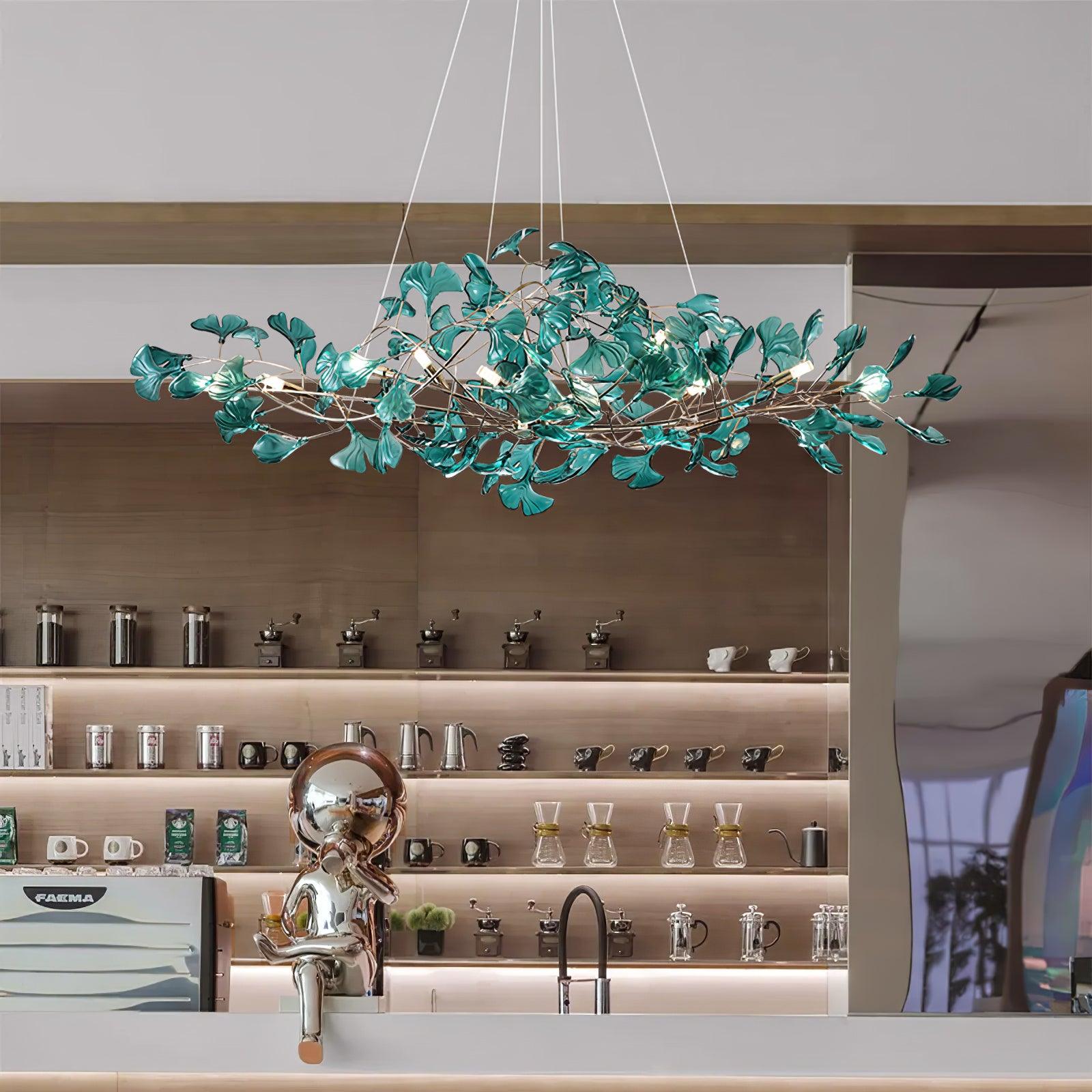 Elegant Acrylic Ginkgo Leaf Chandelier - Modern Gold Leaf Ceiling Light Fixture for Dining Room, Bedroom & Living Room Decor