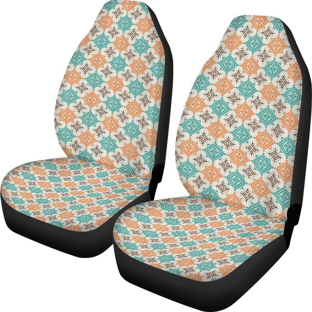 Bohemian Style Universal Fit Car Seat Covers Full Set - Geometric Print Car Seat Protectors for Cars, SUVs & Trucks - Waterproof & Non-Slip Seat Accessories for Road Trips & Daily Commute