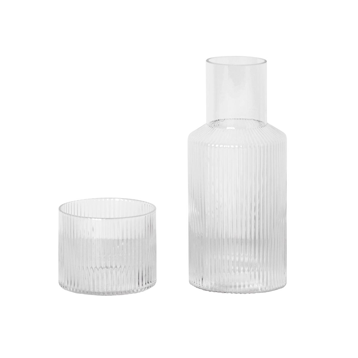 FERM LIVING Ripple Carafe Set - 17oz Glass Water Pitcher with Elegant Wave Design for Home, Kitchen & Dining Table Decor | Perfect for Serving Juice, Iced Tea & Cocktails
