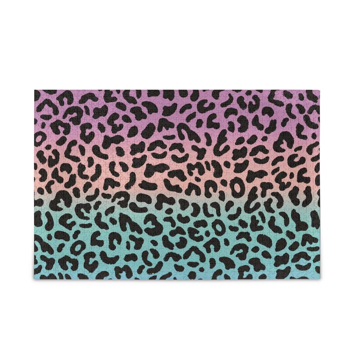 MOYYO 1000 Piece Wooden Jigsaw Puzzle for Adults & Kids - Gradient Pink Blue Leopard Design, Family Board Game & Educational Toy, Perfect for Home Decor, Wall Art & Gift Giving - Fun Brain Teaser for Family Nights & Classroom Activities