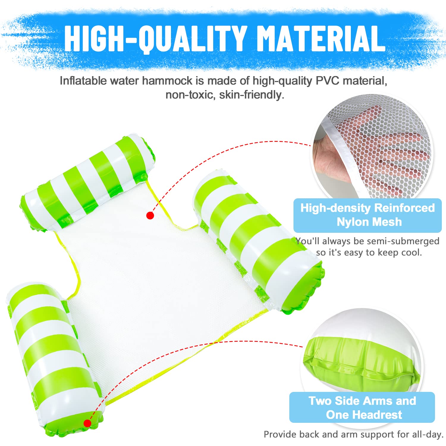 ZOKBOM 2-Piece Inflatable Pool Hammock for Adults - 4-in-1 Floating Lounge with Manual Air Pump, Portable Summer Pool Float for Relaxation | Perfect for Backyard Swimming Pools, Lakes, Beaches & Vacation Getaways